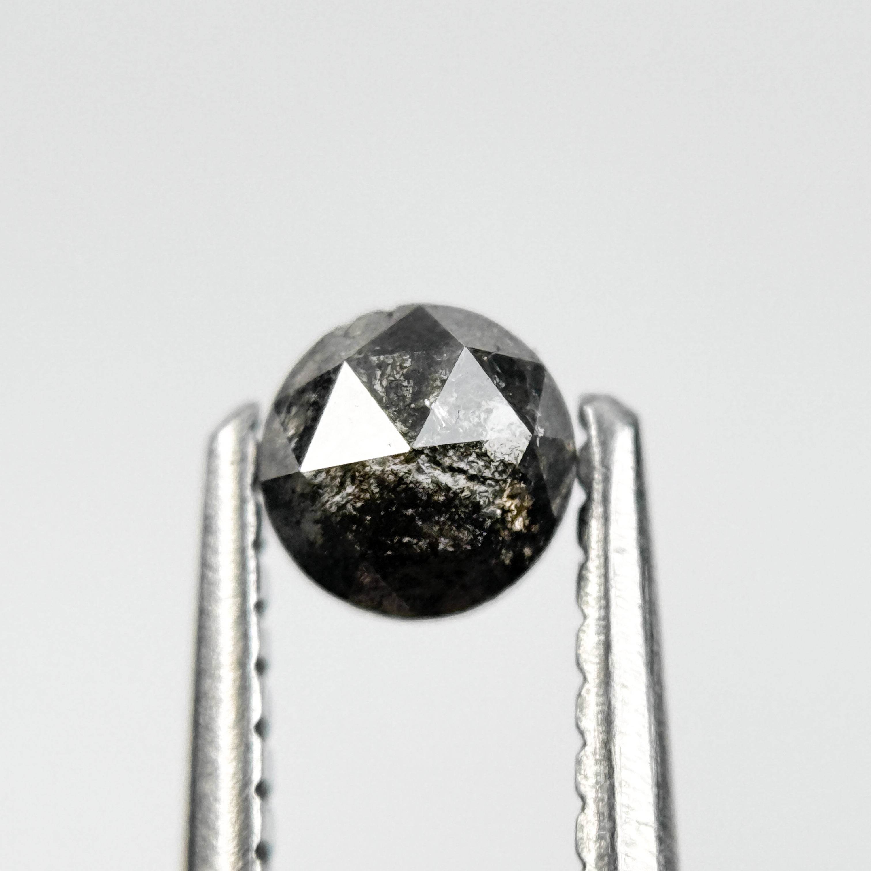 0.32 Ct Round Rose Cut Grey Natural Salt and Pepper Diamond