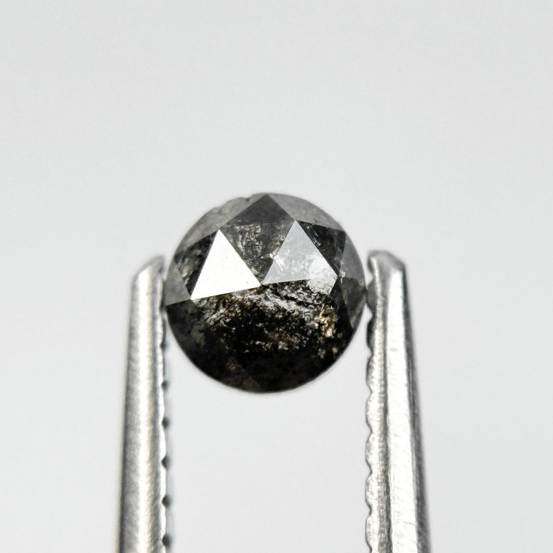 0.32 Ct Round Rose Cut Grey Natural Salt and Pepper Diamond