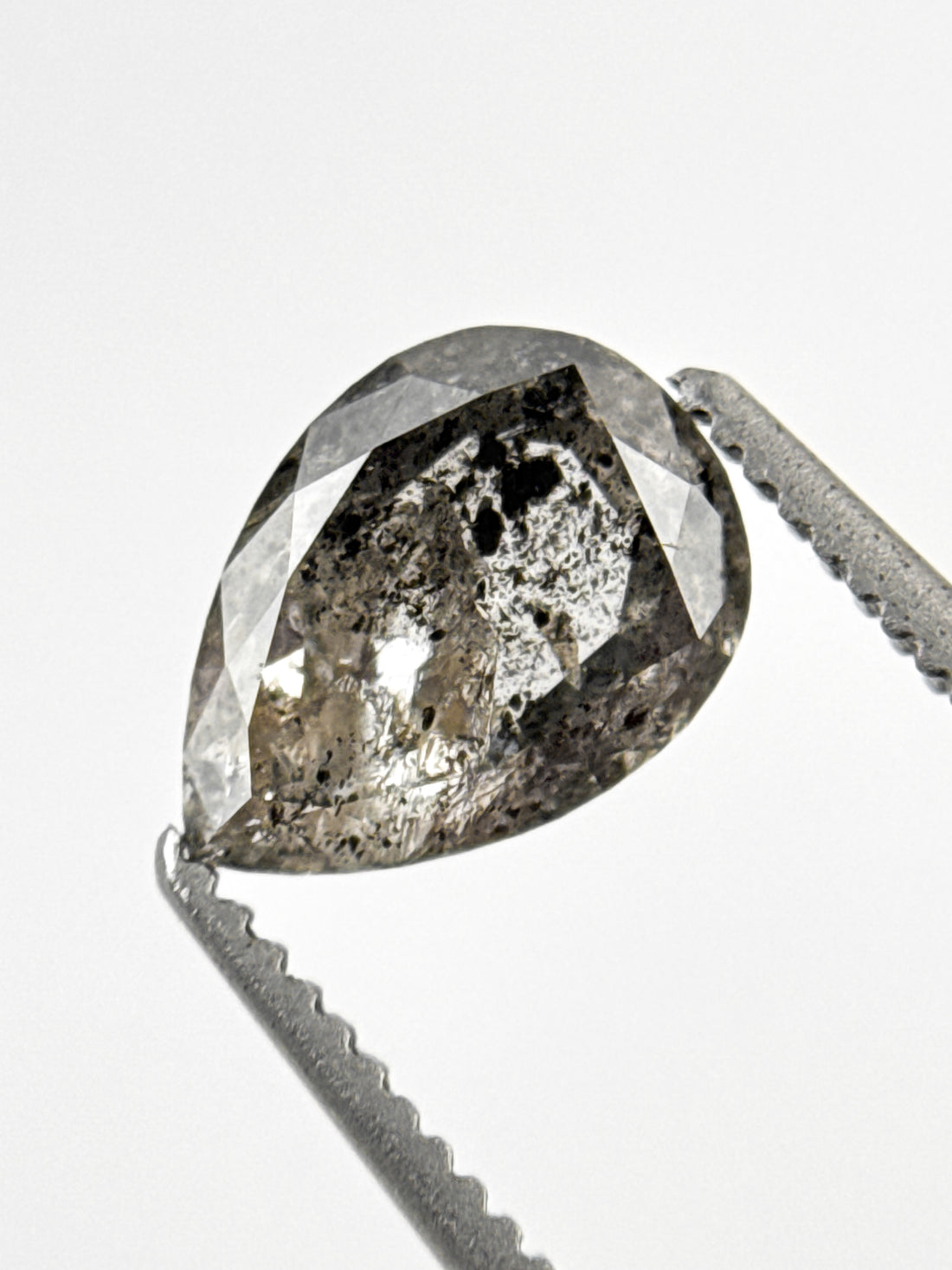 1.27 Ct Pear Rose Cut Grey Natural Galaxy Diamond