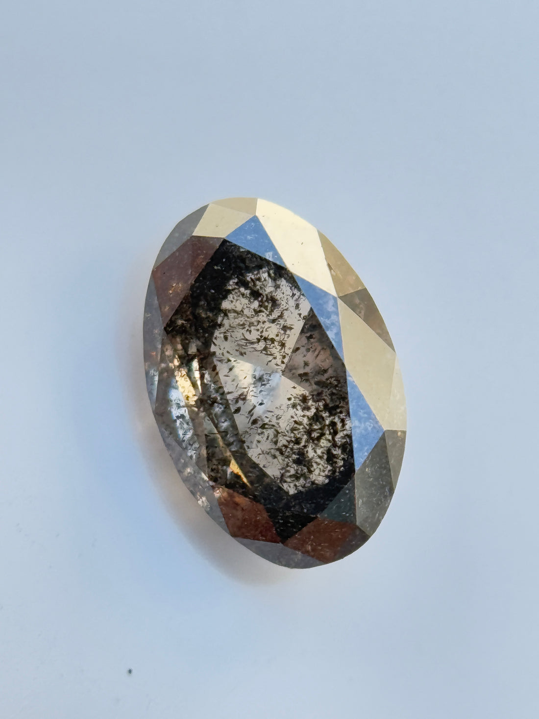 0.70 Ct Oval Rose Cut Grey Natural Salt and Pepper Diamond