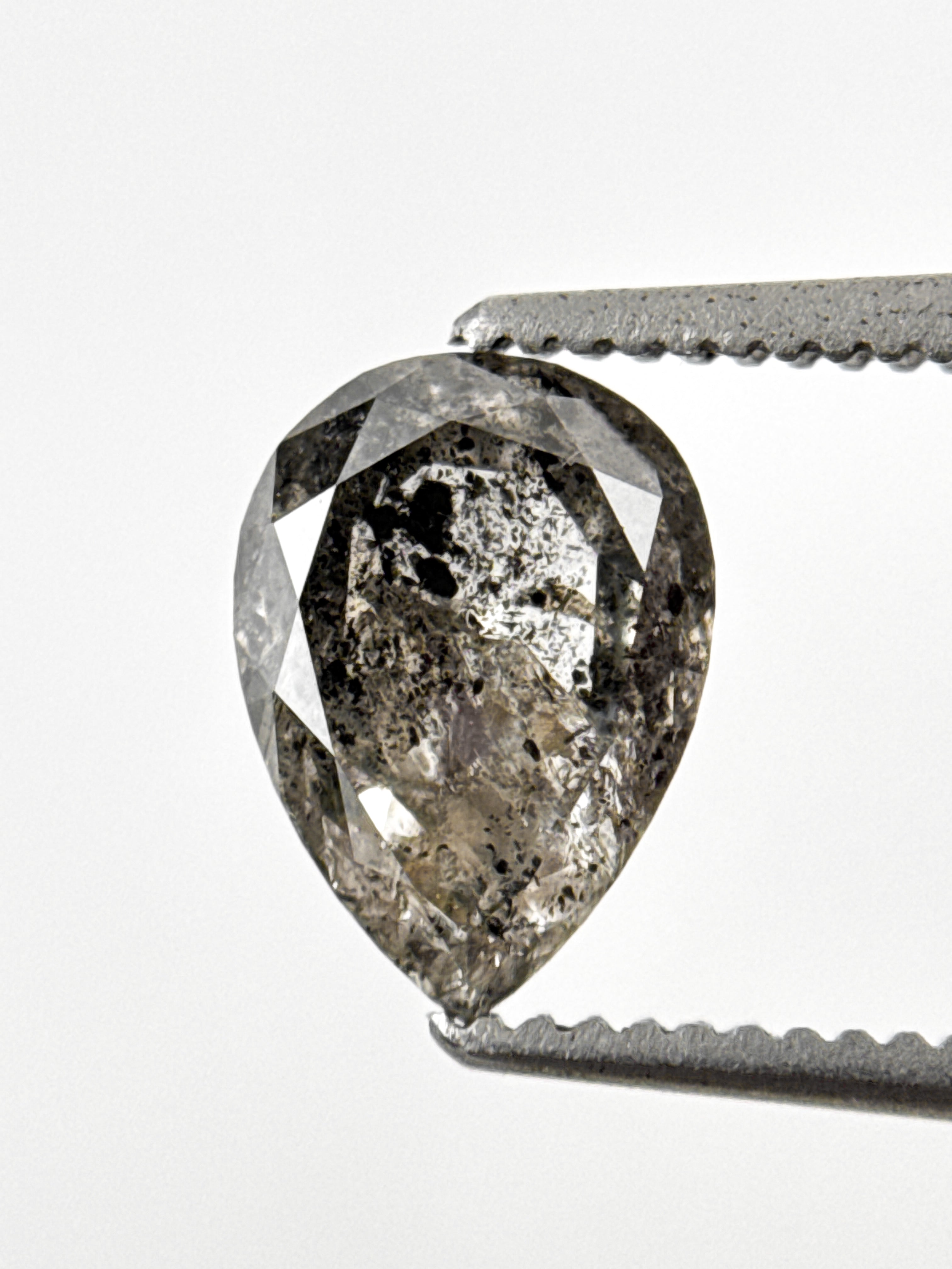 1.27 Ct Pear Rose Cut Grey Natural Galaxy Diamond