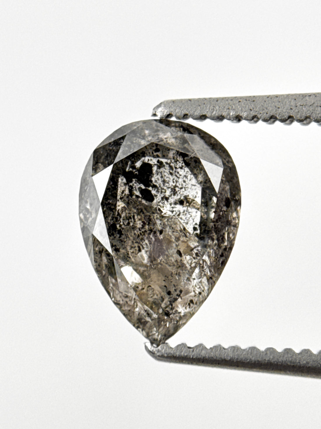 1.27 Ct Pear Rose Cut Grey Natural Galaxy Diamond
