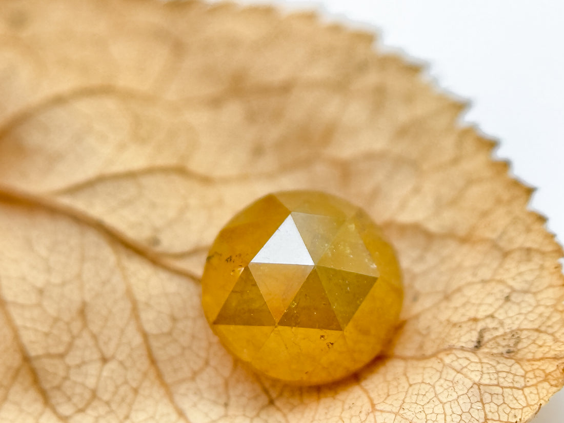 1.30 Ct Round Rose Cut Yellow Natural Salt and Pepper Diamond