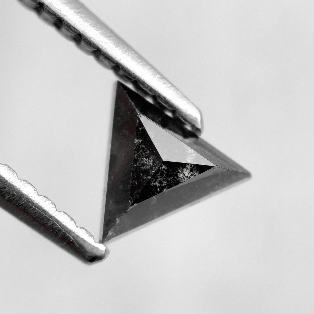 0.40 Ct Triangle Rose Cut Black Natural Salt and Pepper Diamond