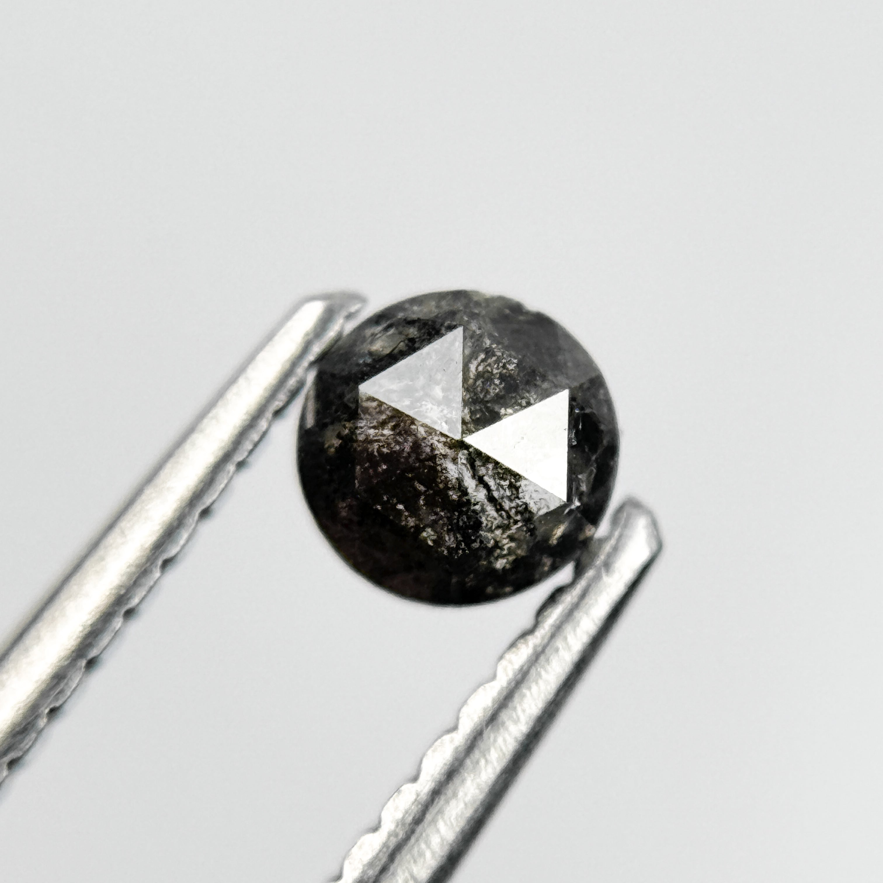 0.32 Ct Round Rose Cut Grey Natural Salt and Pepper Diamond