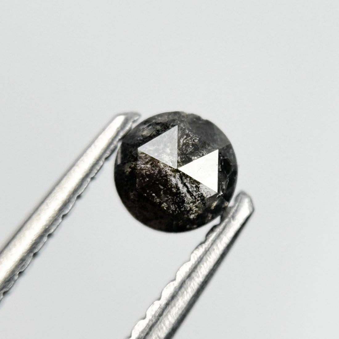 0.32 Ct Round Rose Cut Grey Natural Salt and Pepper Diamond