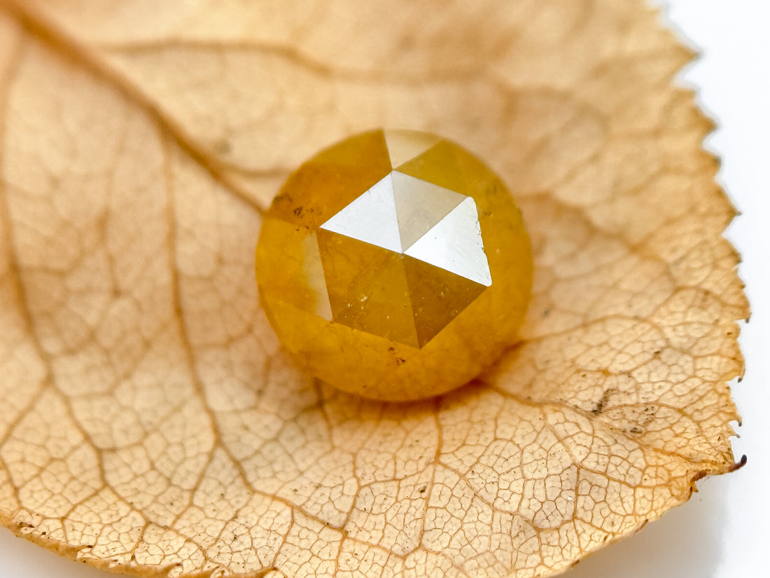 1.30 Ct Round Rose Cut Yellow Natural Salt and Pepper Diamond