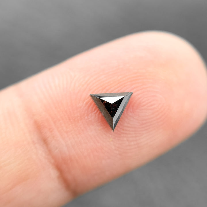 0.40 Ct Triangle Rose Cut Black Natural Salt and Pepper Diamond