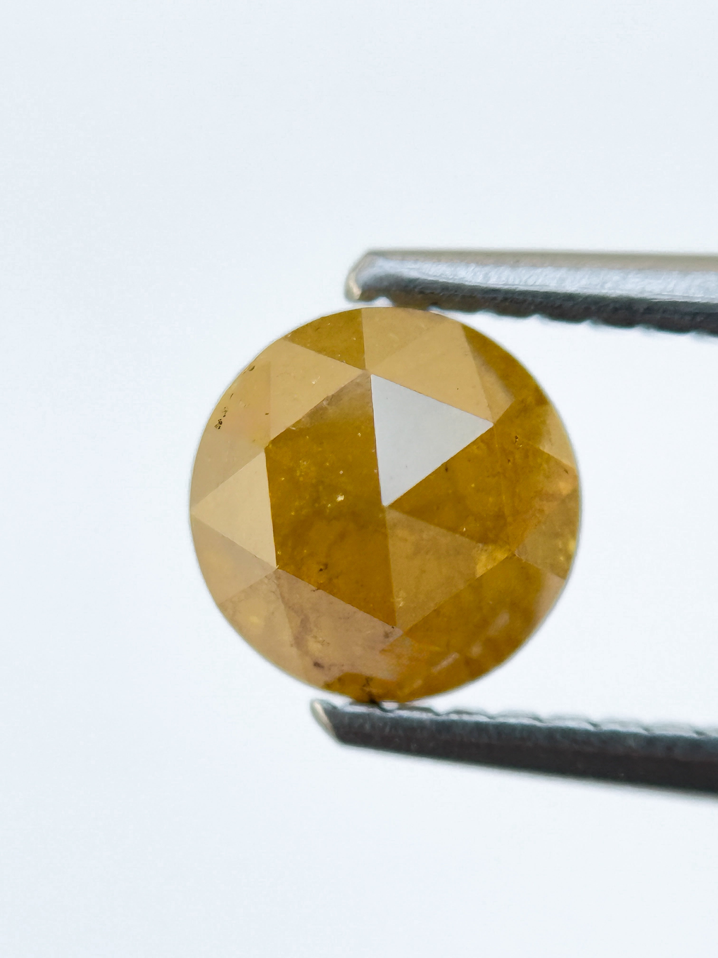 1.30 Ct Round Rose Cut Yellow Natural Salt and Pepper Diamond