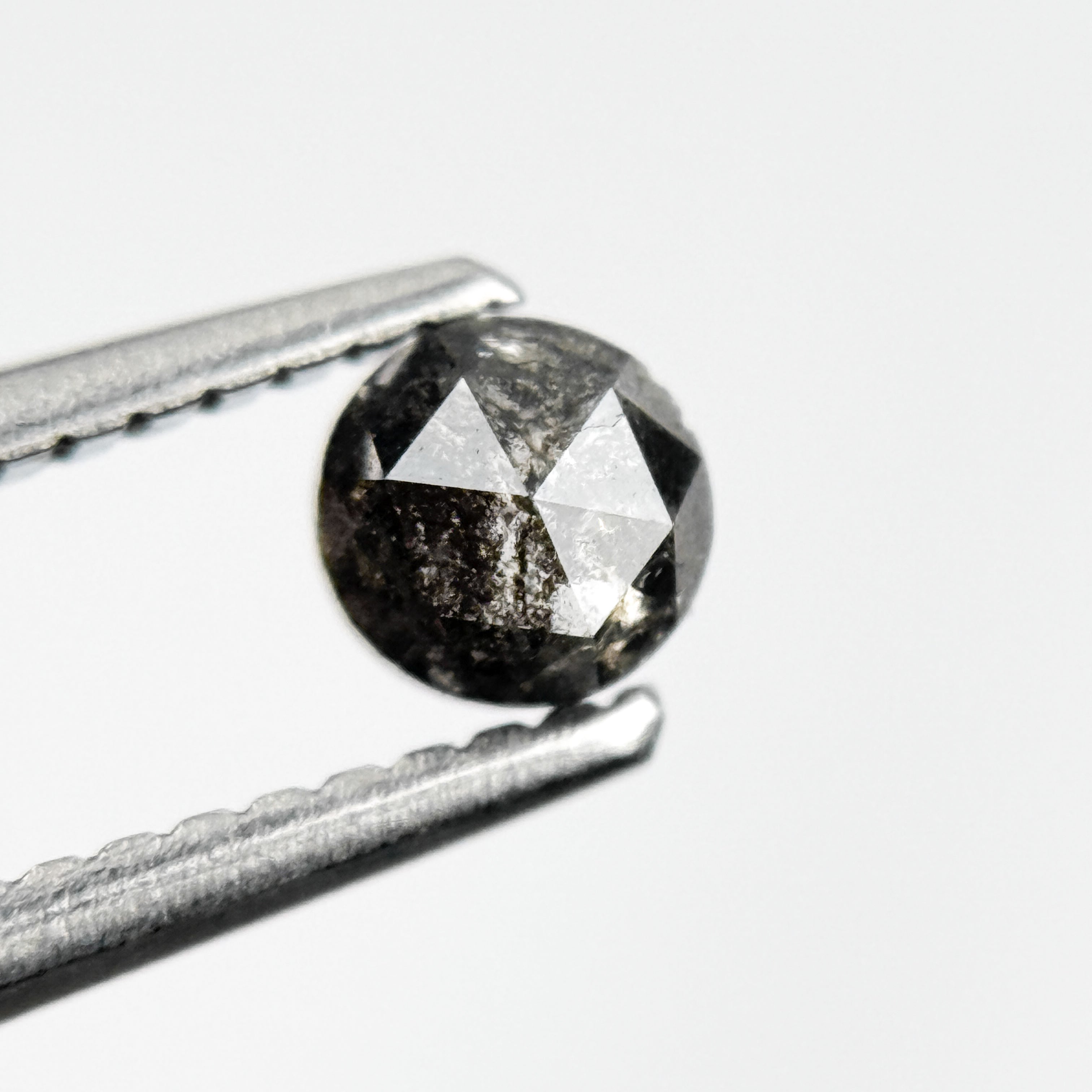 0.32 Ct Round Rose Cut Grey Natural Salt and Pepper Diamond