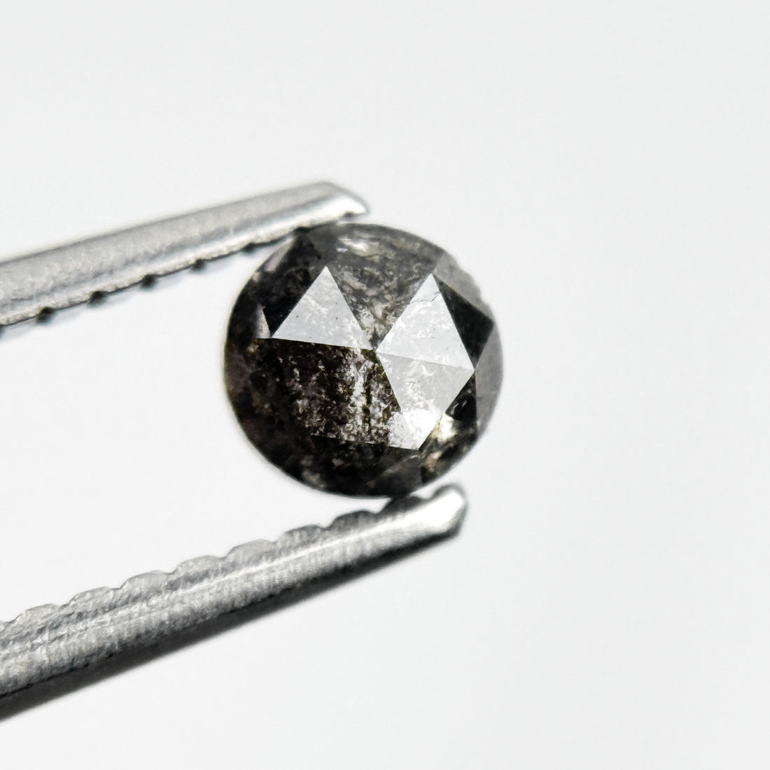 0.32 Ct Round Rose Cut Grey Natural Salt and Pepper Diamond
