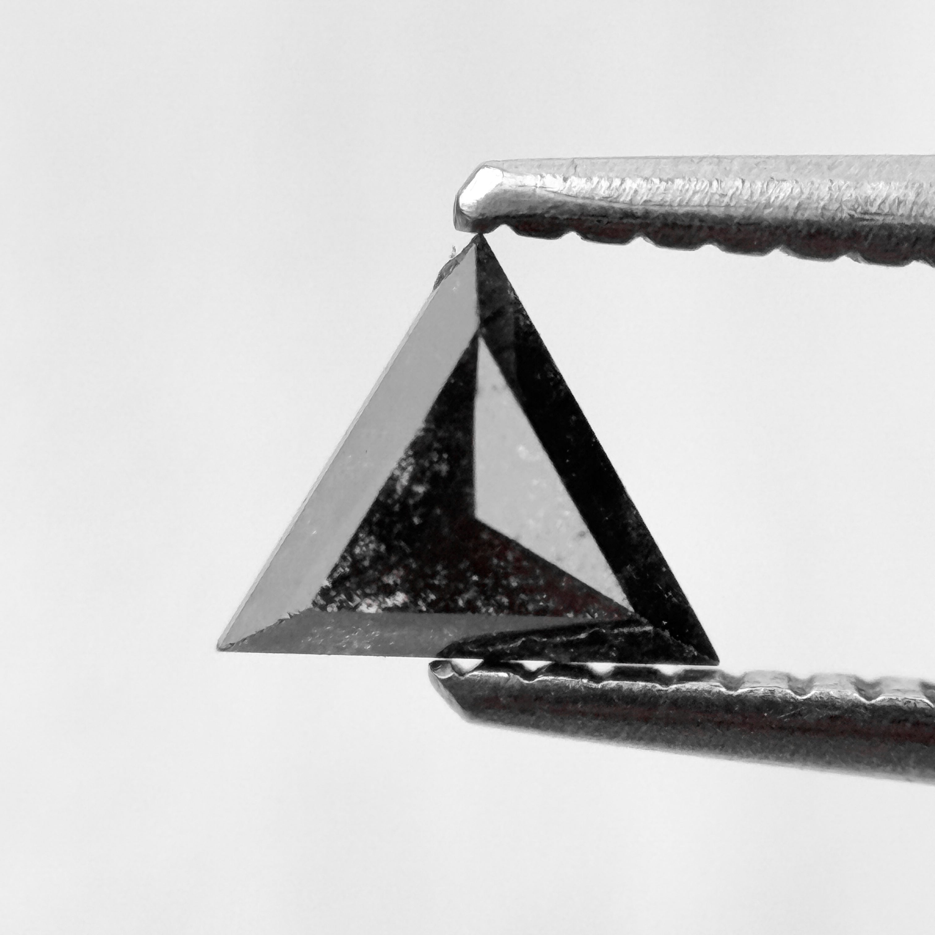 0.42 Ct Triangle Rose Cut Black Natural Salt and Pepper Diamond