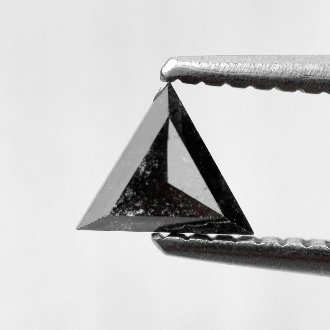 0.42 Ct Triangle Rose Cut Black Natural Salt and Pepper Diamond