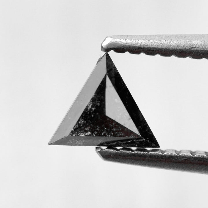 0.42 Ct Triangle Rose Cut Black Natural Salt and Pepper Diamond