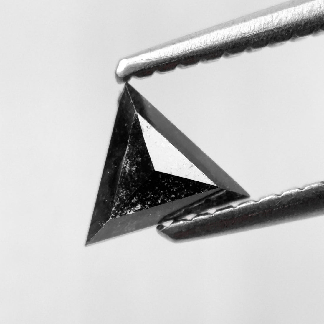 0.42 Ct Triangle Rose Cut Black Natural Salt and Pepper Diamond