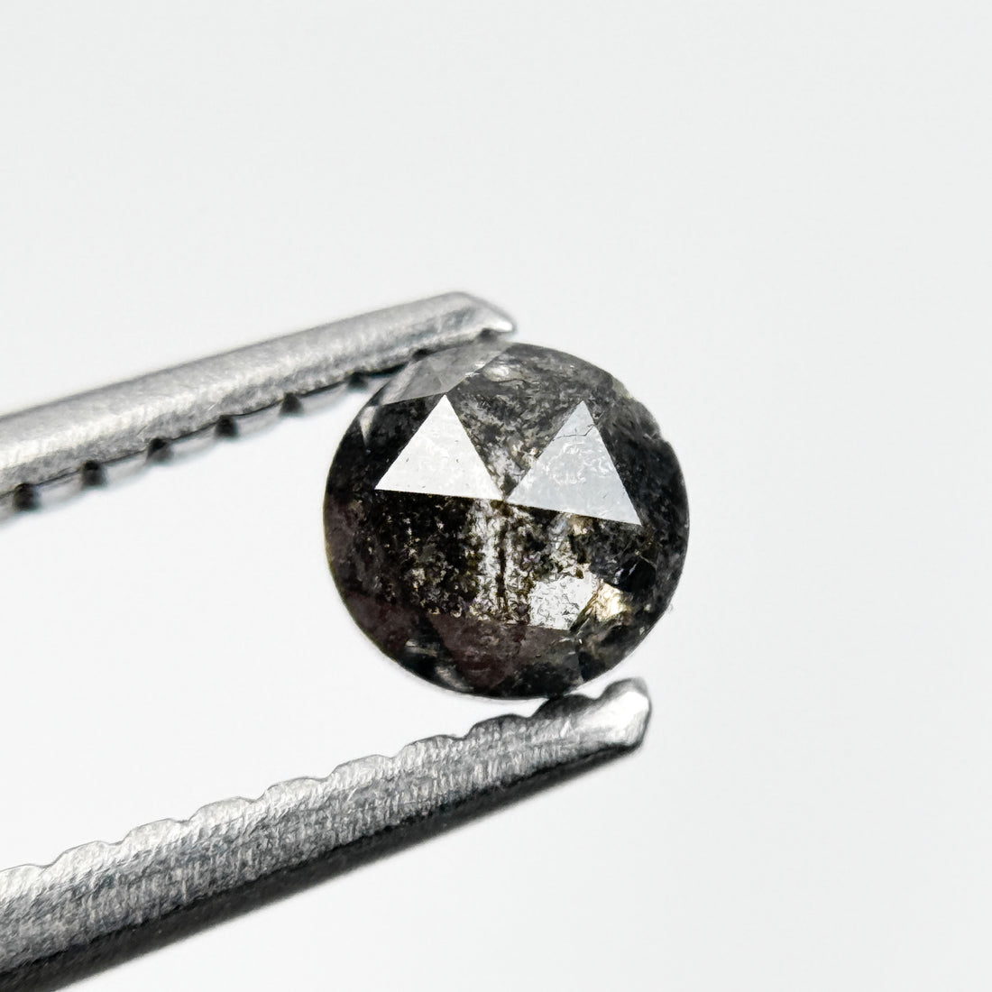 0.32 Ct Round Rose Cut Grey Natural Salt and Pepper Diamond