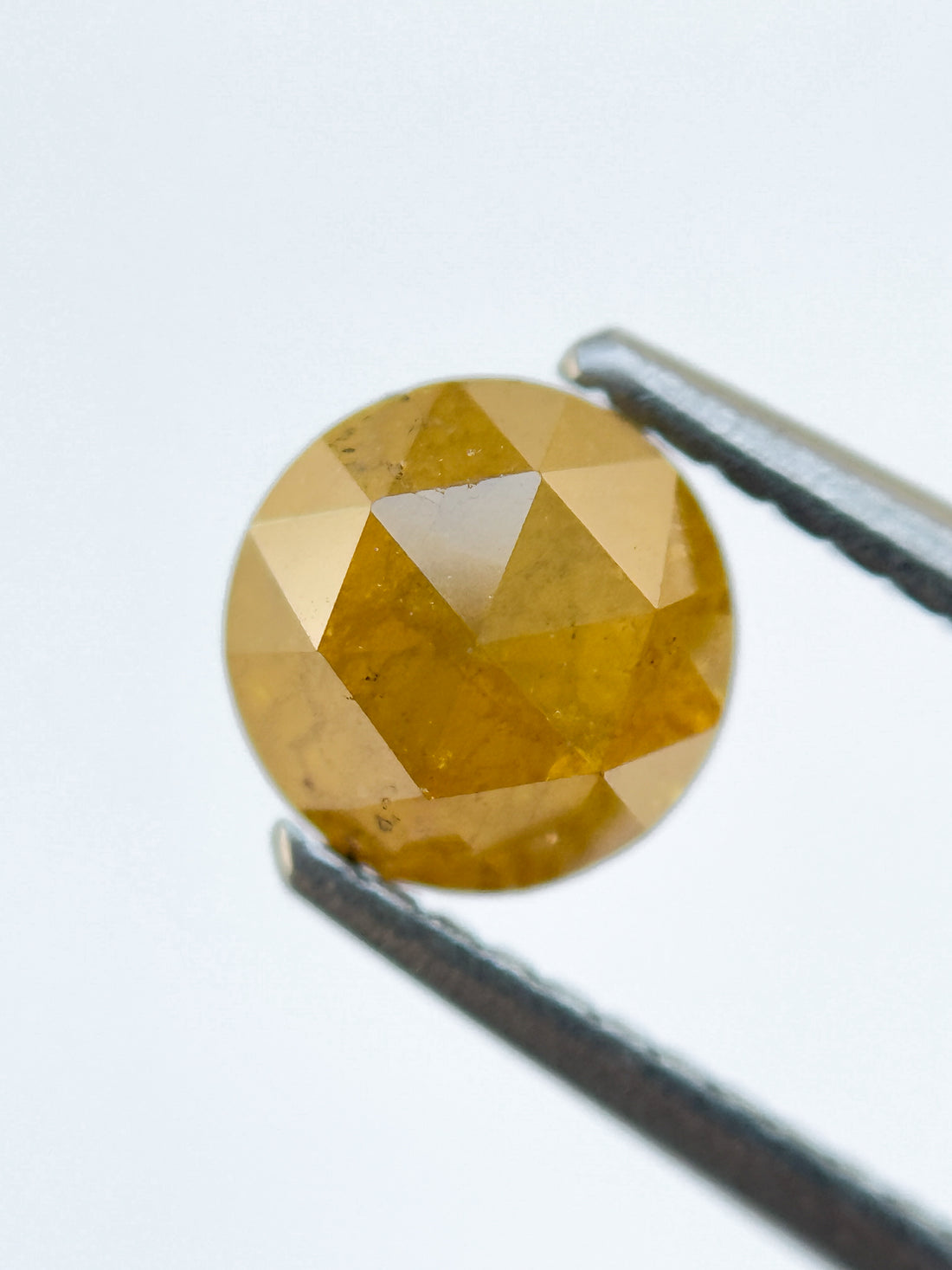 1.30 Ct Round Rose Cut Yellow Natural Salt and Pepper Diamond
