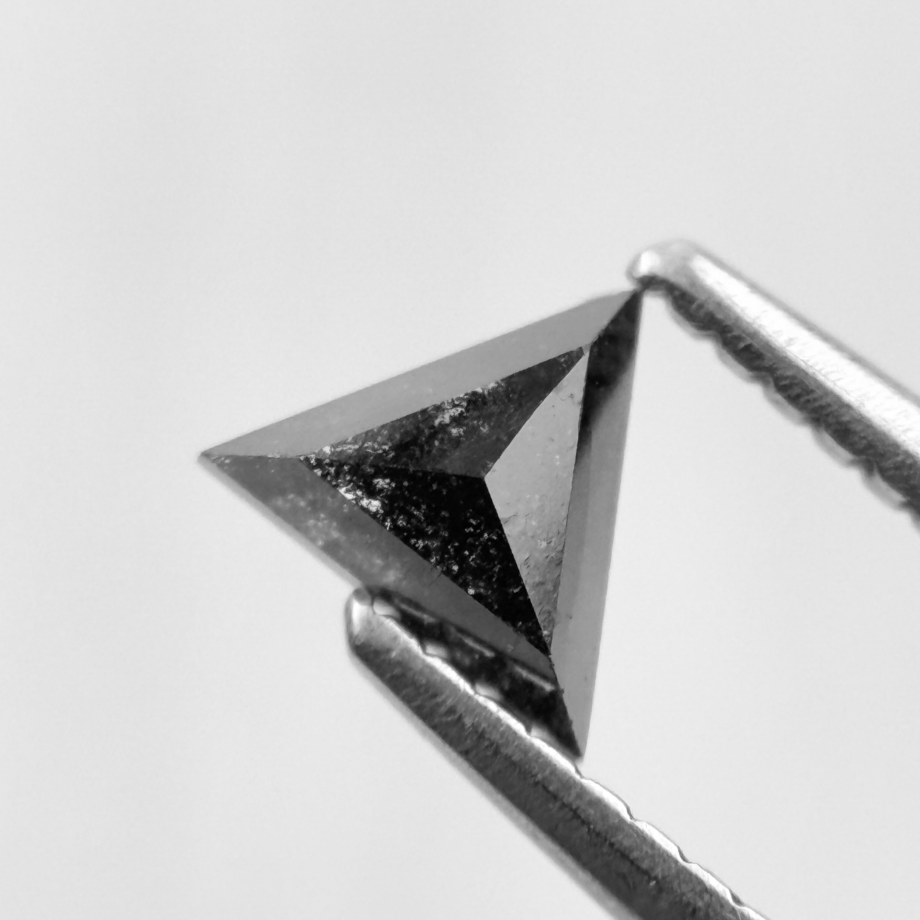 0.42 Ct Triangle Rose Cut Black Natural Salt and Pepper Diamond