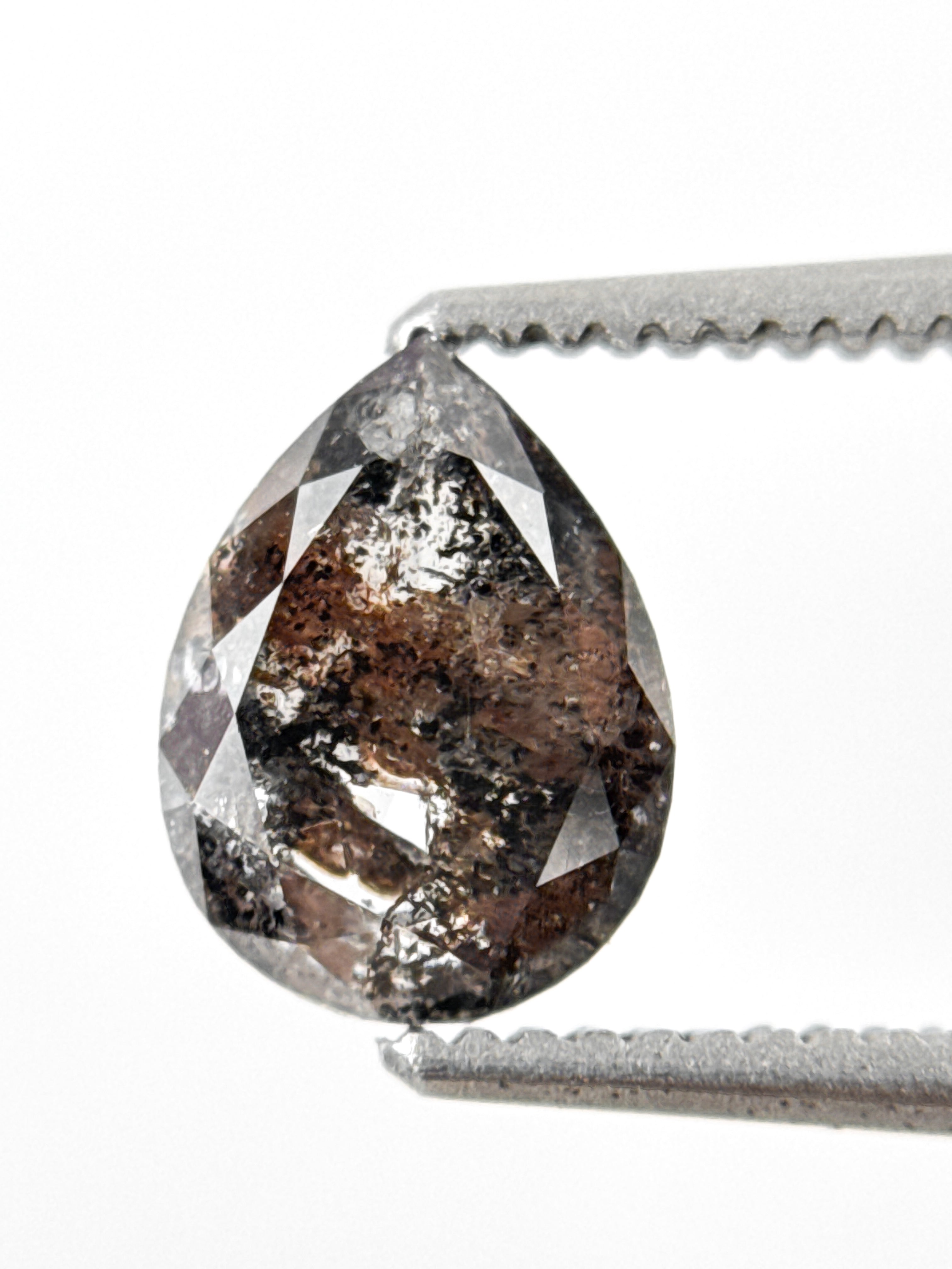 1.01 Ct Pear Rose Cut Grey Natural Inclusion Diamond