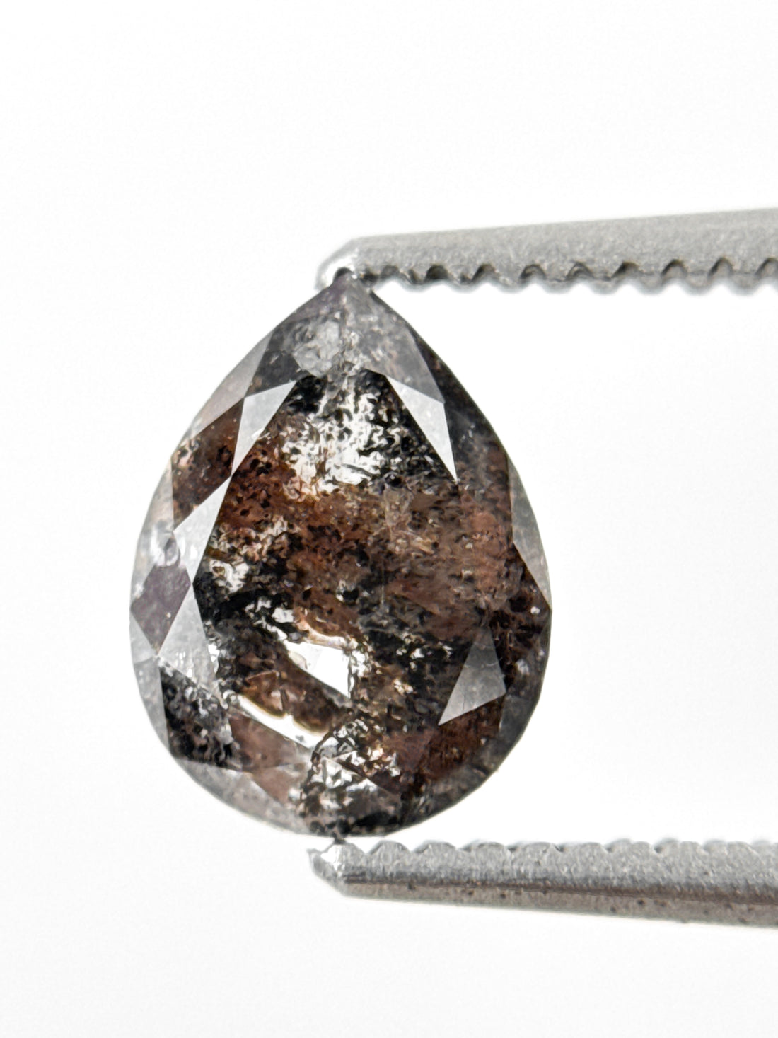 1.01 Ct Pear Rose Cut Grey Natural Inclusion Diamond