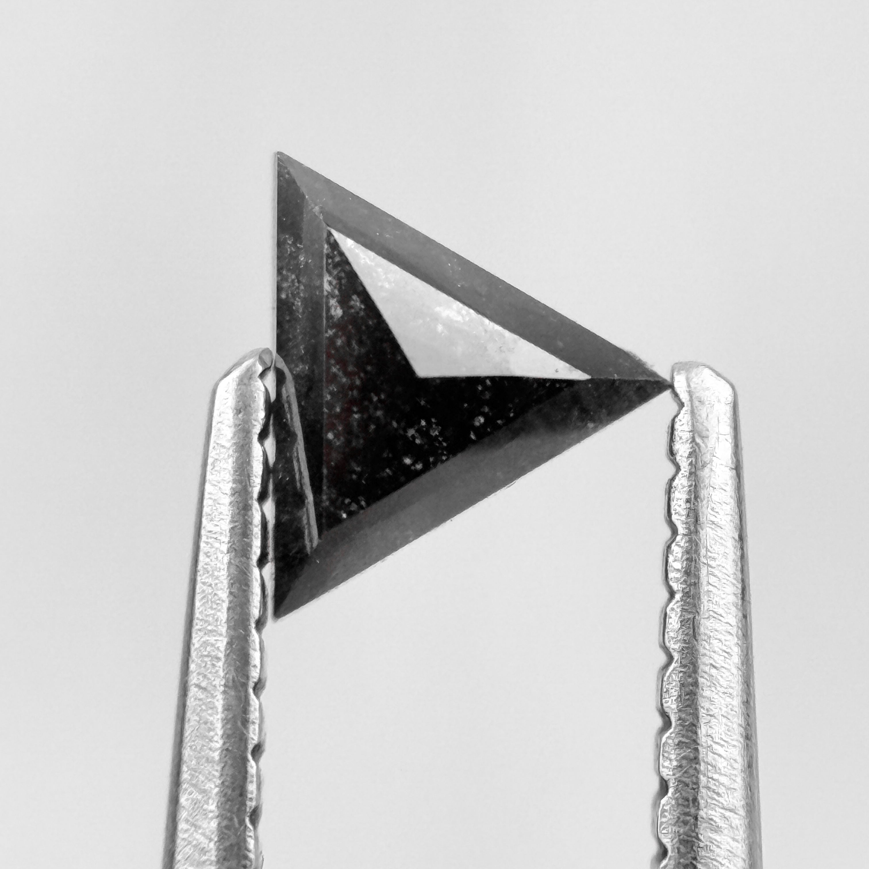 0.42 Ct Triangle Rose Cut Black Natural Salt and Pepper Diamond