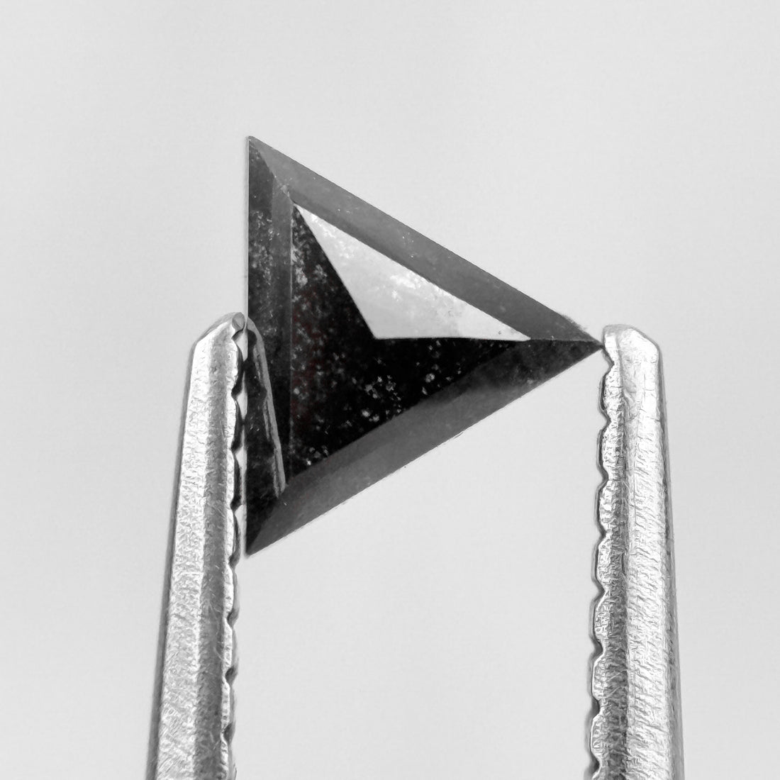 0.42 Ct Triangle Rose Cut Black Natural Salt and Pepper Diamond