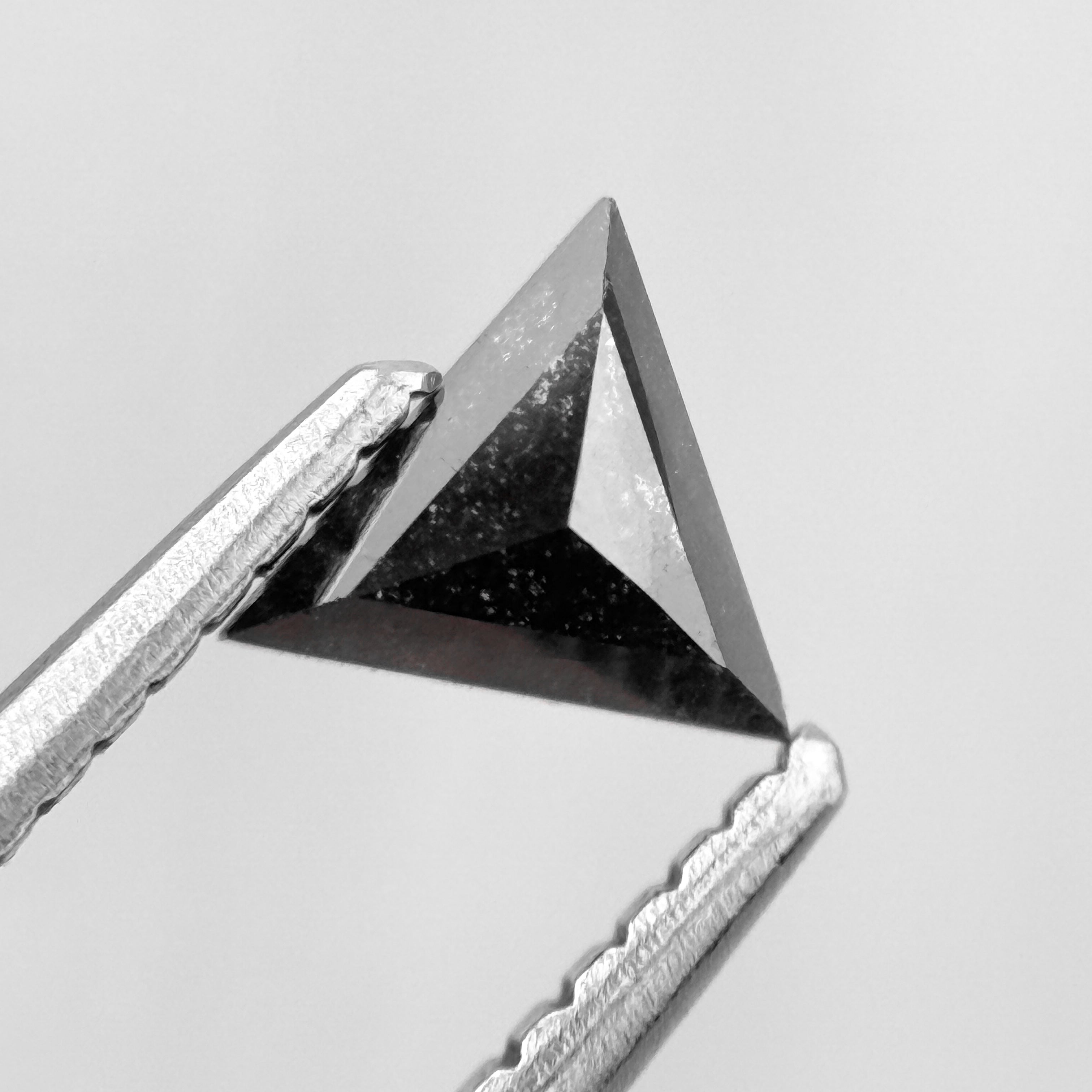 0.42 Ct Triangle Rose Cut Black Natural Salt and Pepper Diamond