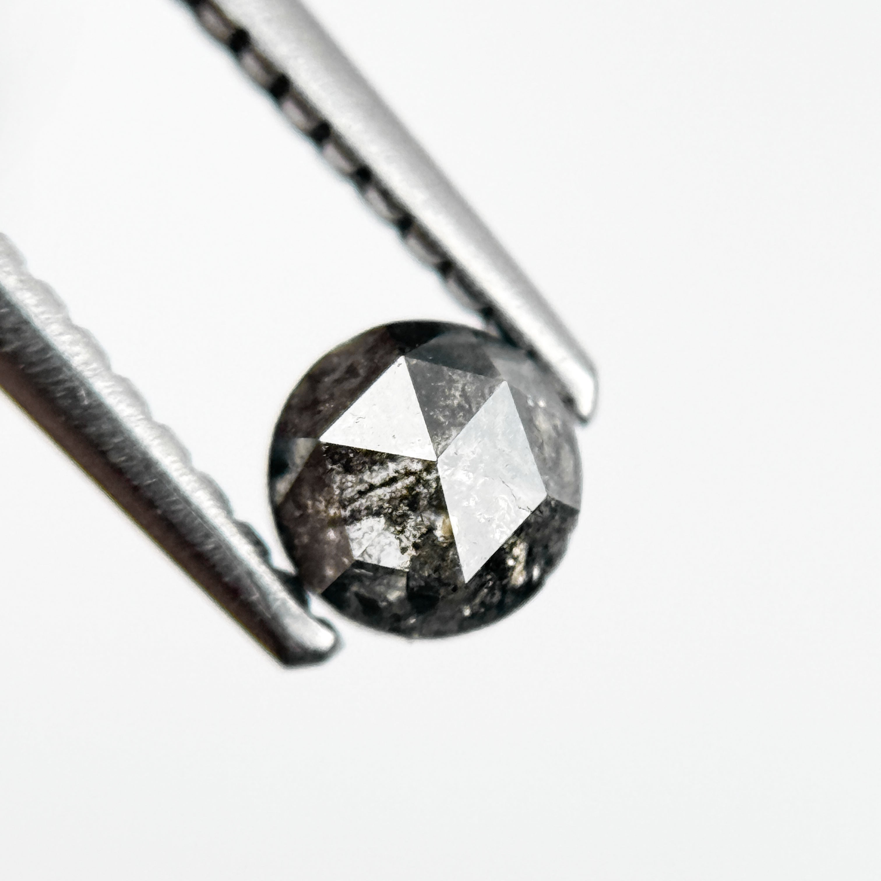 0.32 Ct Round Rose Cut Grey Natural Salt and Pepper Diamond
