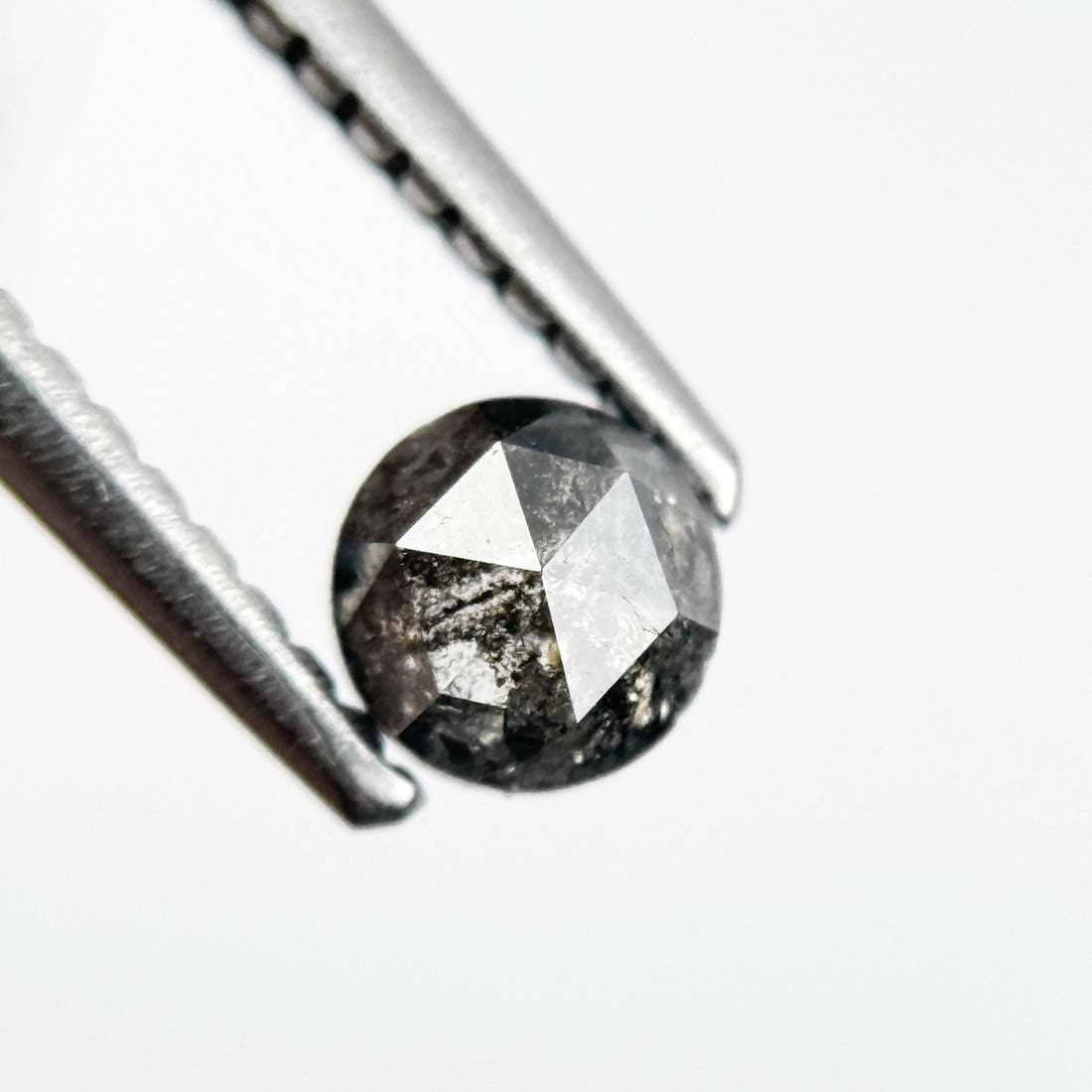 0.32 Ct Round Rose Cut Grey Natural Salt and Pepper Diamond