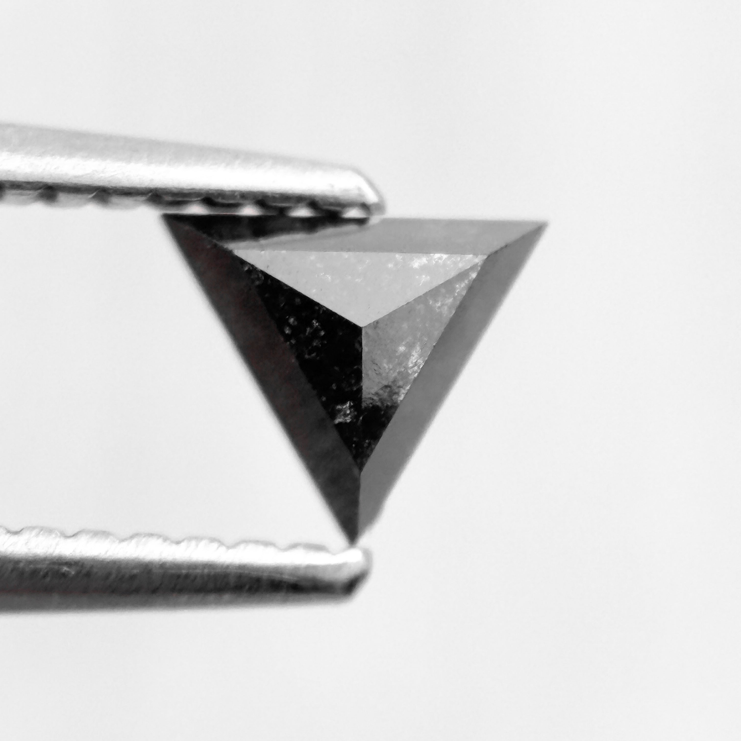 0.42 Ct Triangle Rose Cut Black Natural Salt and Pepper Diamond