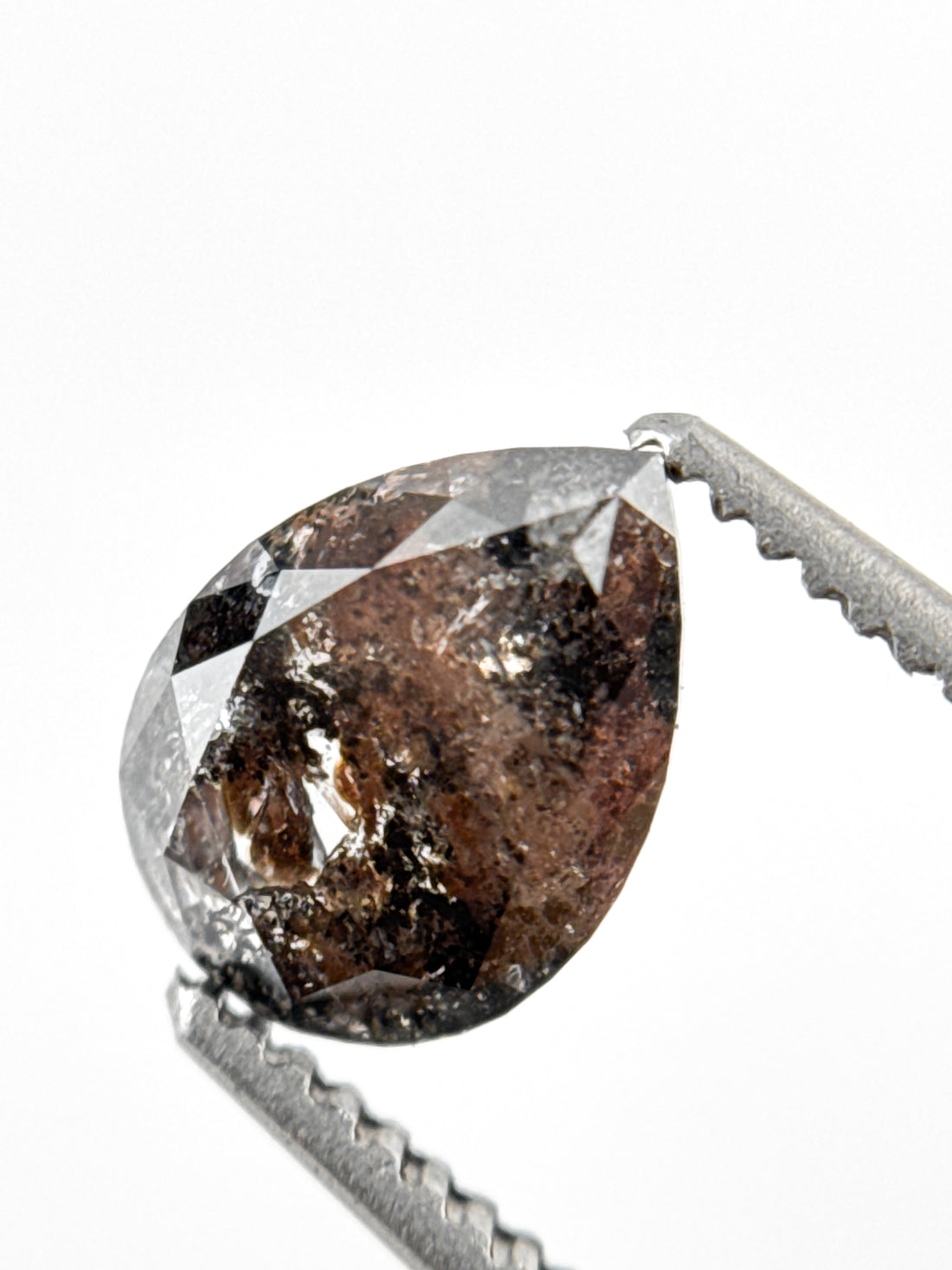 1.01 Ct Pear Rose Cut Grey Natural Inclusion Diamond