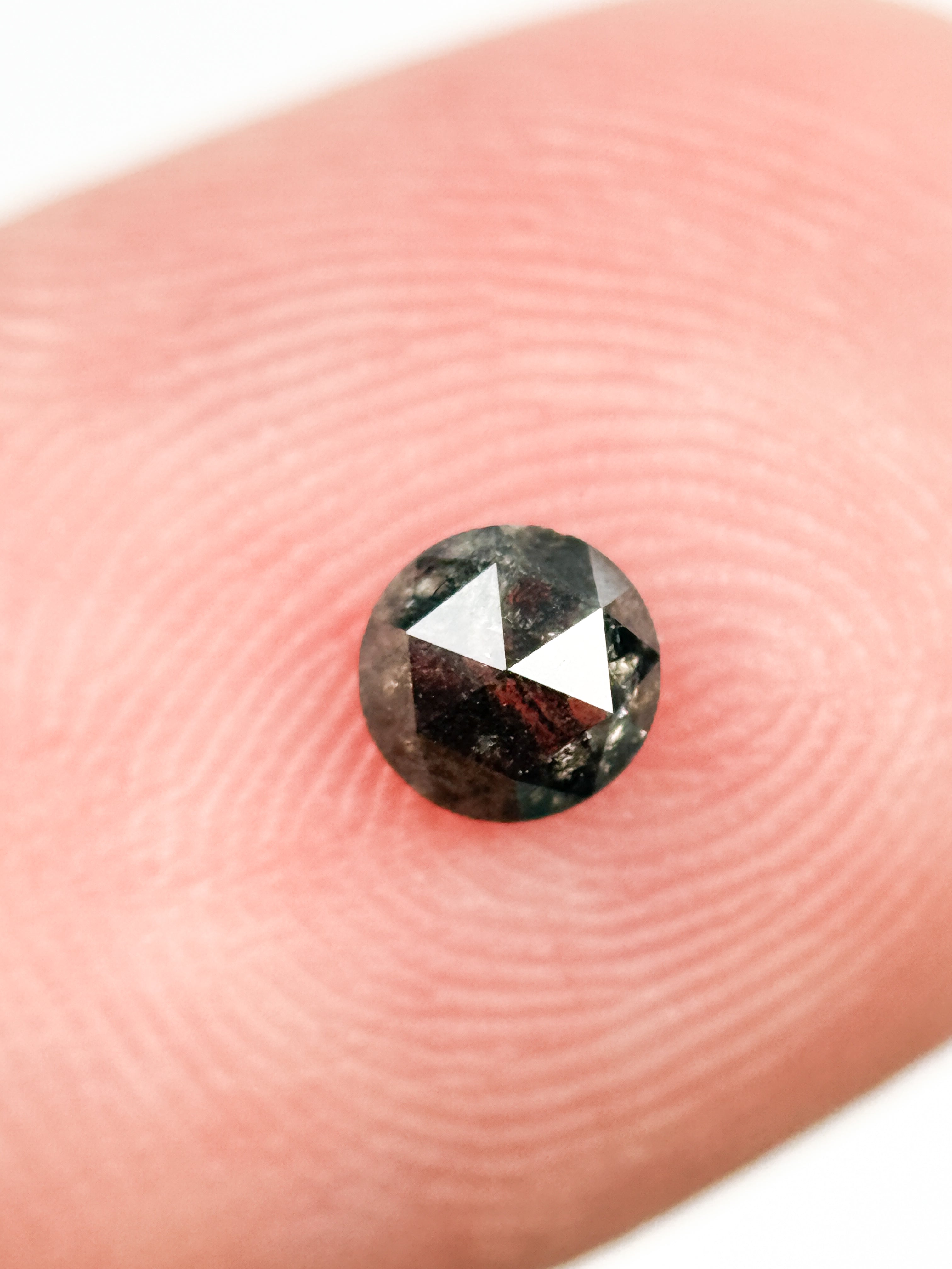 0.32 Ct Round Rose Cut Grey Natural Salt and Pepper Diamond