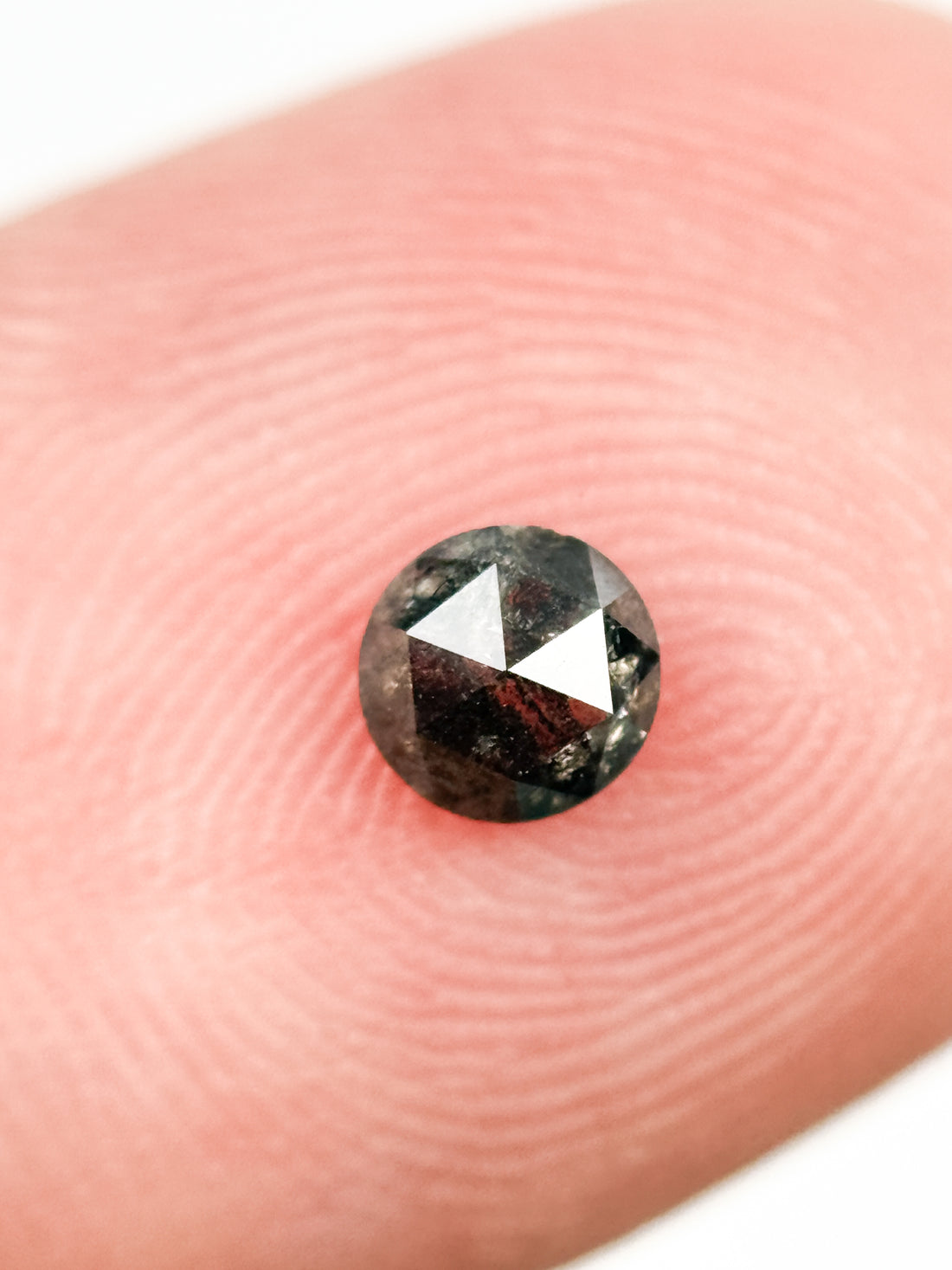 0.32 Ct Round Rose Cut Grey Natural Salt and Pepper Diamond