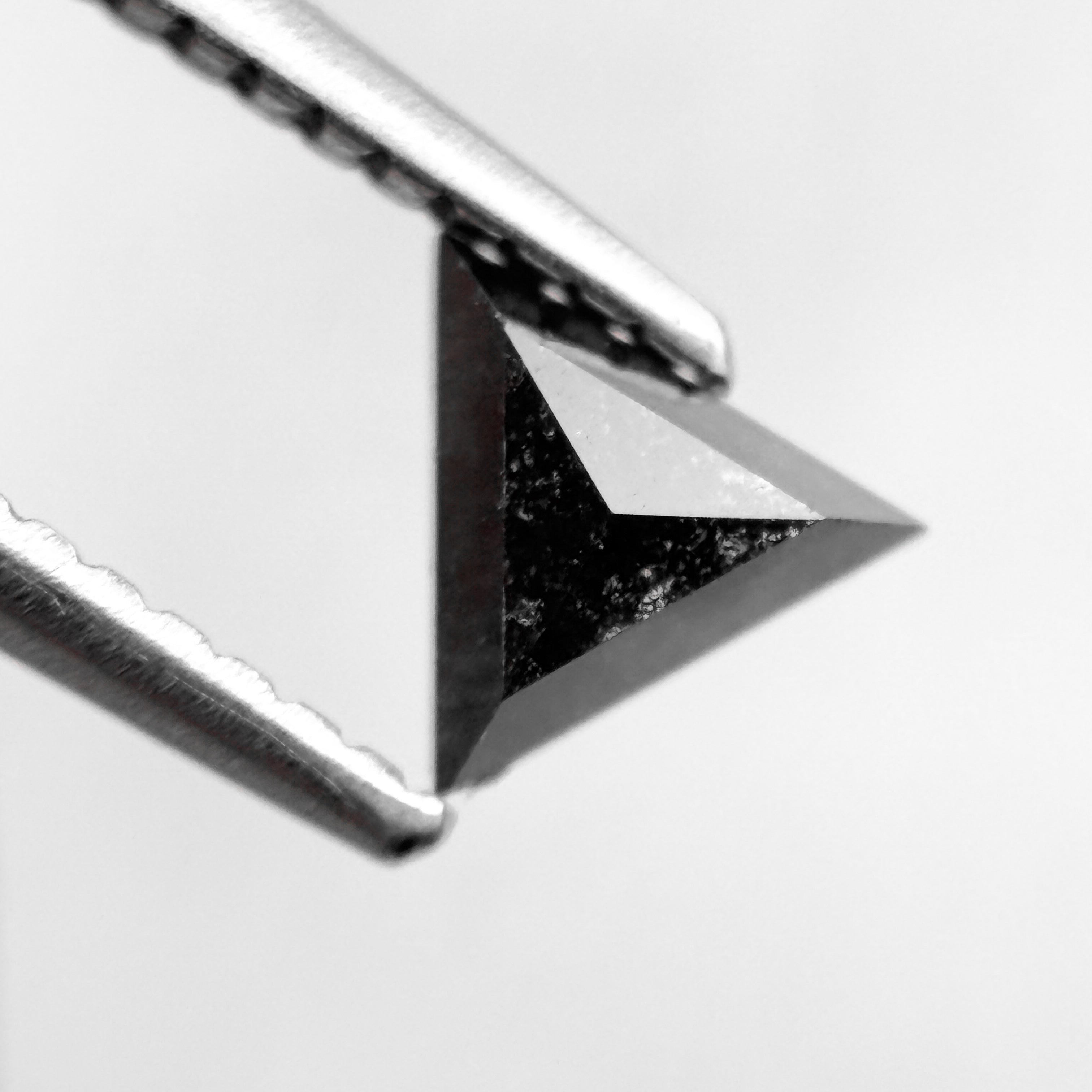 0.42 Ct Triangle Rose Cut Black Natural Salt and Pepper Diamond