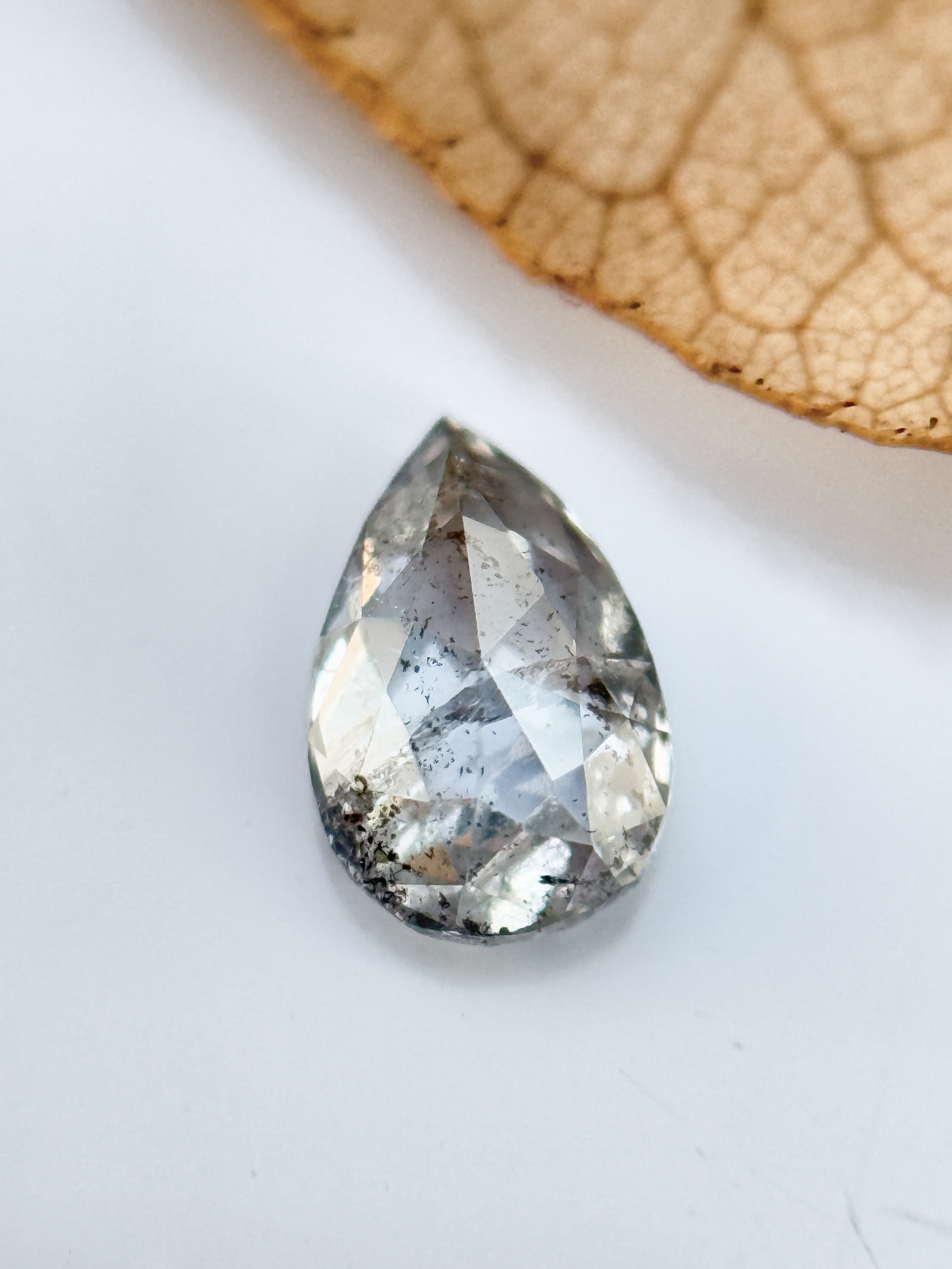 0.43 Ct Pear Rose Cut Grey Natural Fancy Diamond