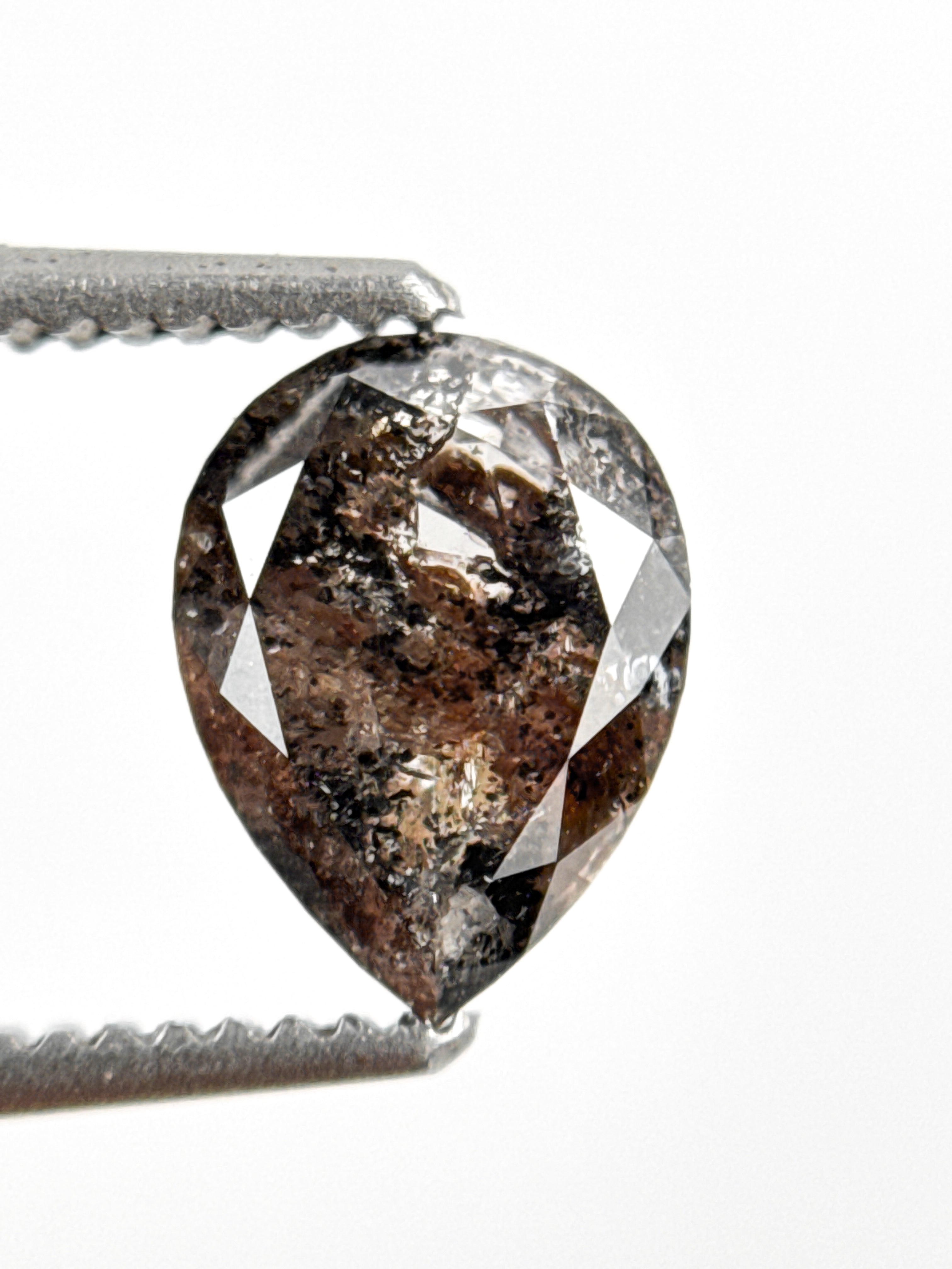 1.01 Ct Pear Rose Cut Grey Natural Inclusion Diamond