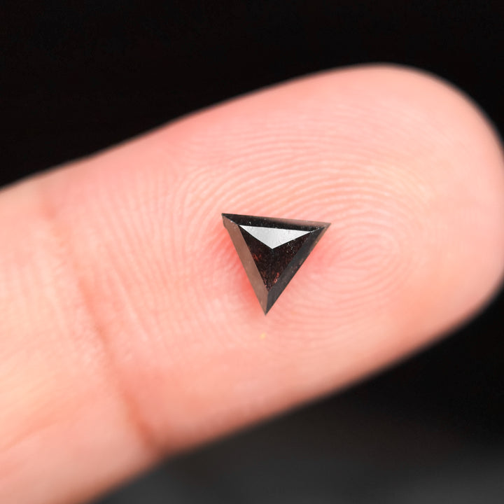 0.42 Ct Triangle Rose Cut Black Natural Salt and Pepper Diamond