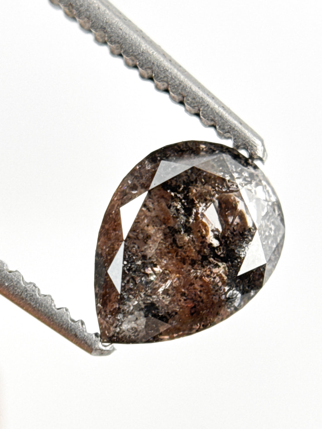 1.01 Ct Pear Rose Cut Grey Natural Inclusion Diamond