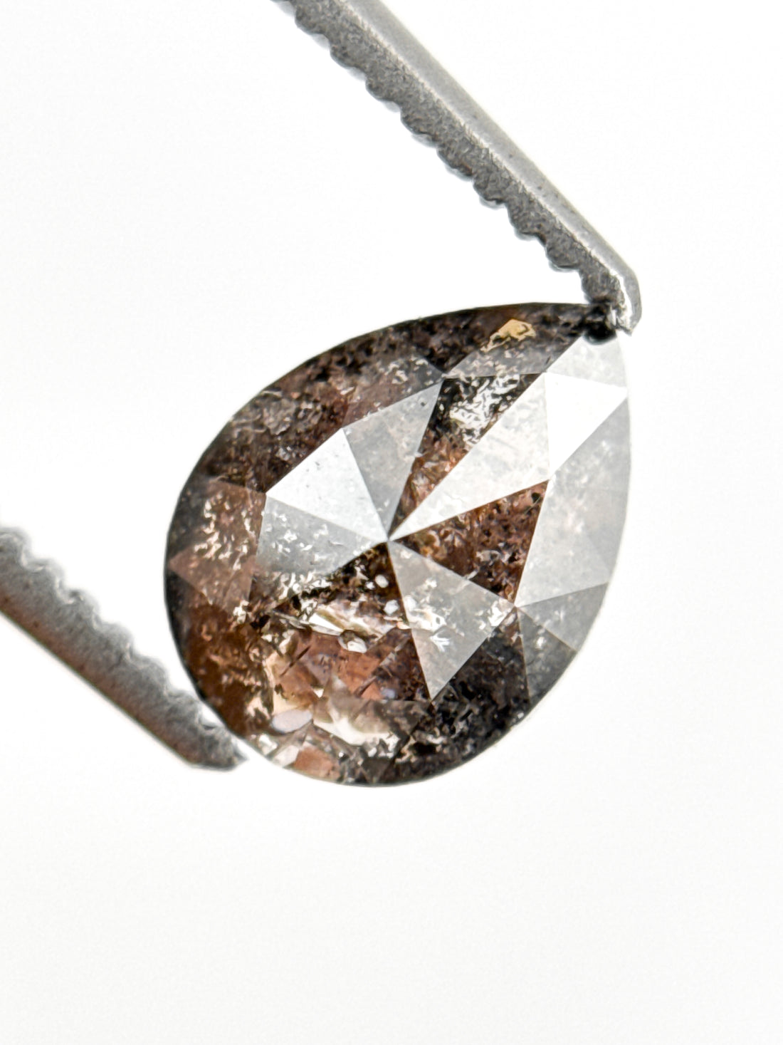 1.01 Ct Pear Rose Cut Grey Natural Inclusion Diamond