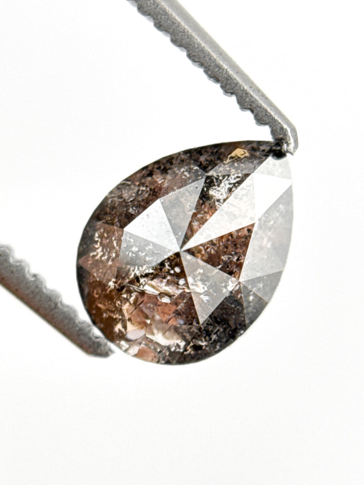 1.01 Ct Pear Rose Cut Grey Natural Inclusion Diamond