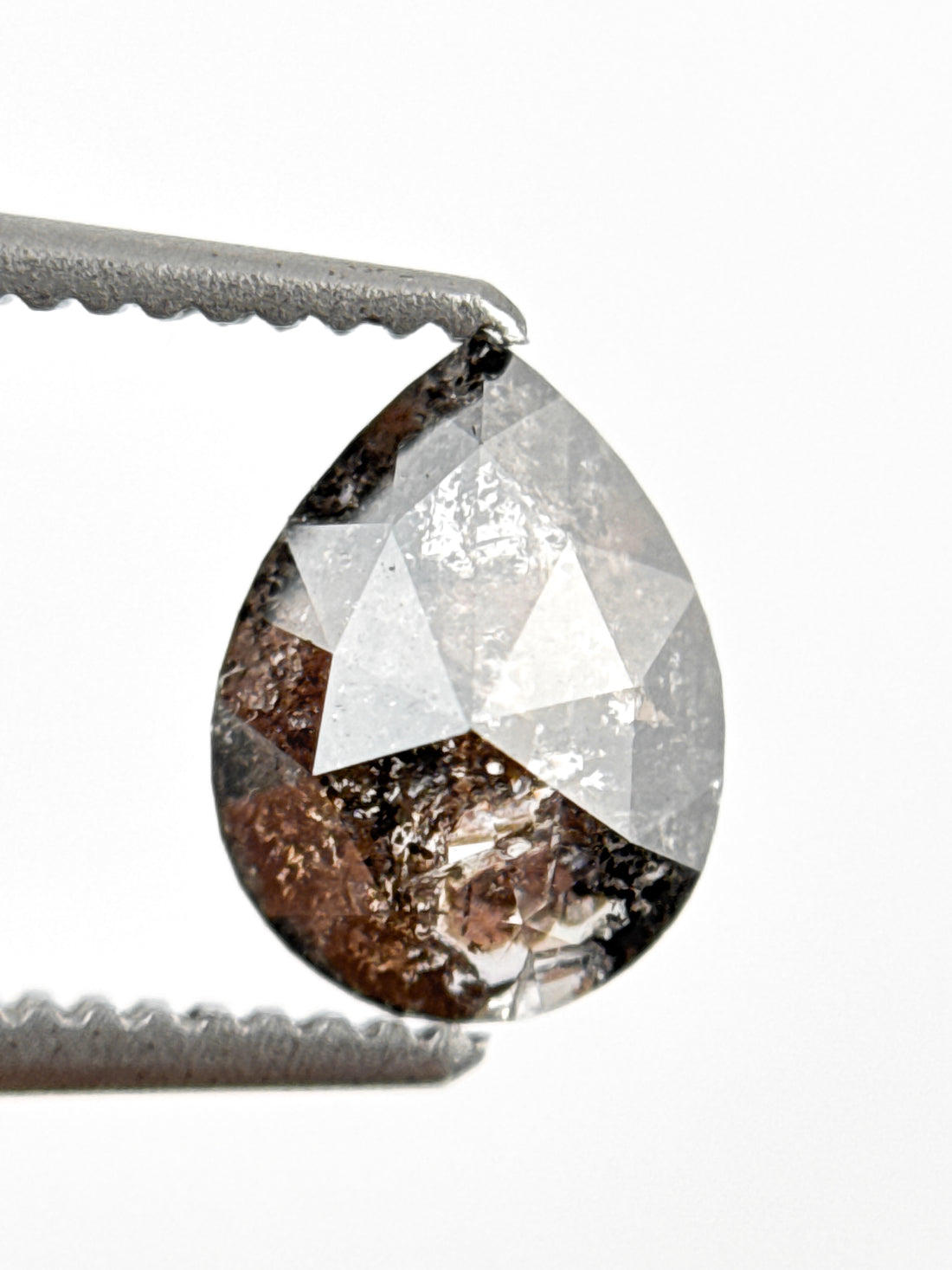1.01 Ct Pear Rose Cut Grey Natural Inclusion Diamond
