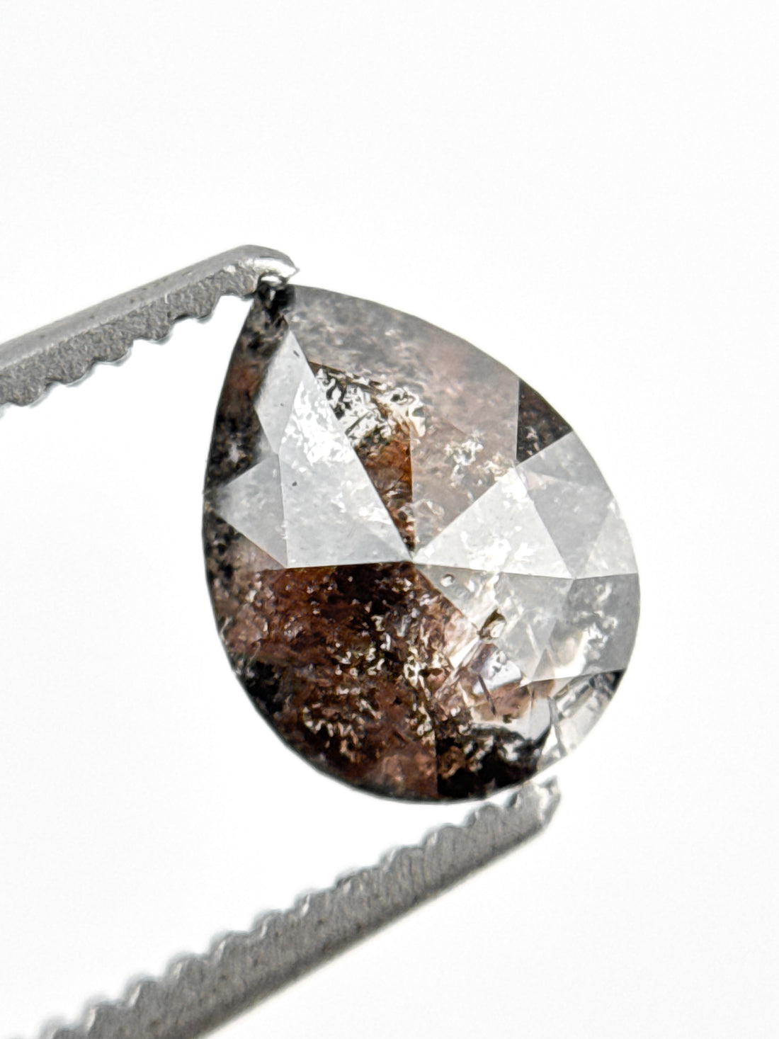 1.01 Ct Pear Rose Cut Grey Natural Inclusion Diamond