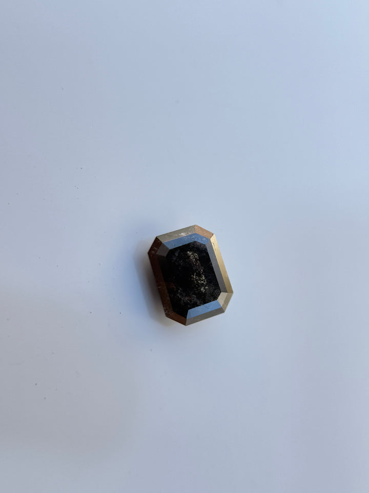 0.93 Ct Emerald Rose Cut Grey Natural Salt and Pepper Diamond