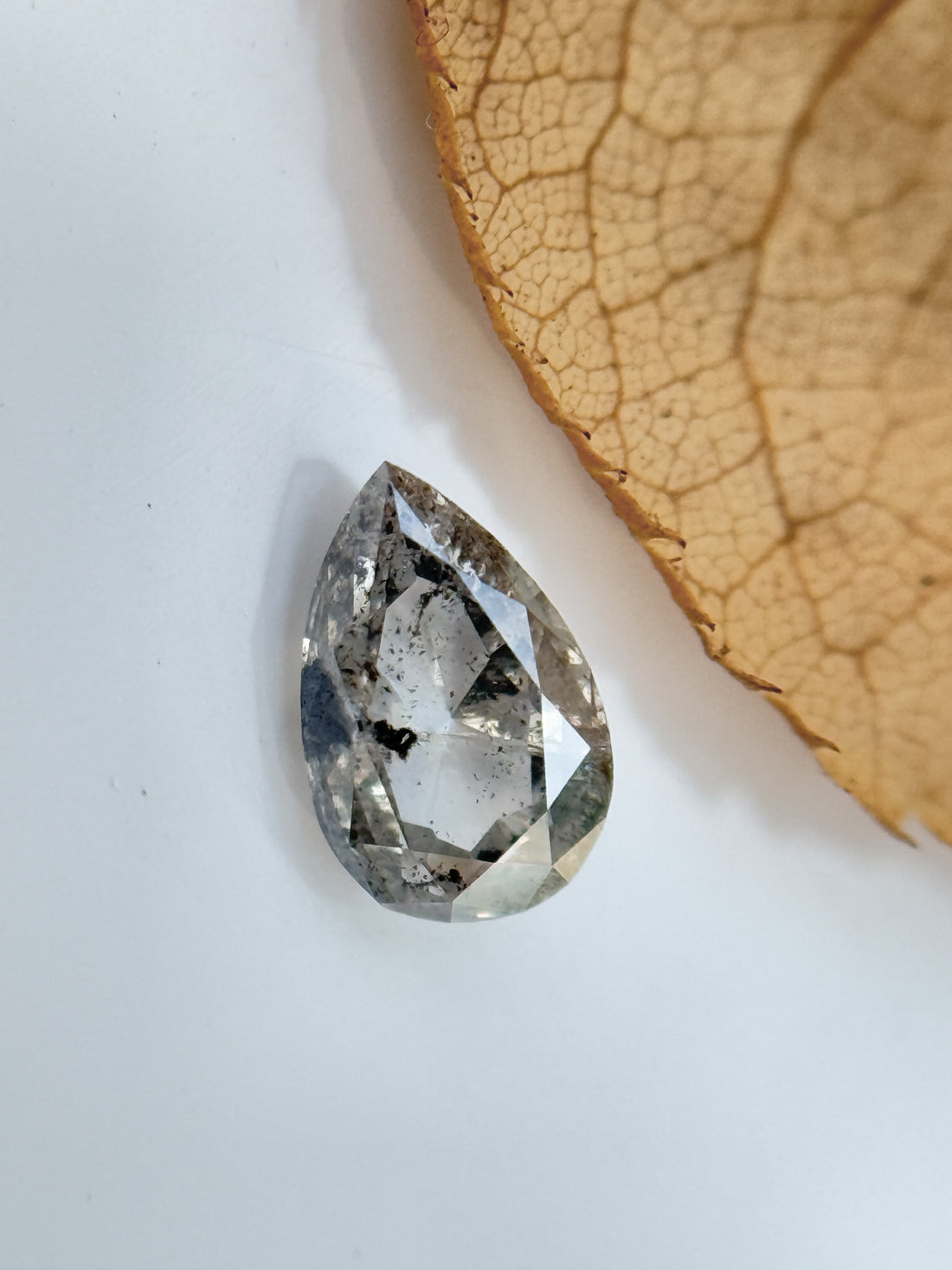 0.43 Ct Pear Rose Cut Grey Natural Fancy Diamond