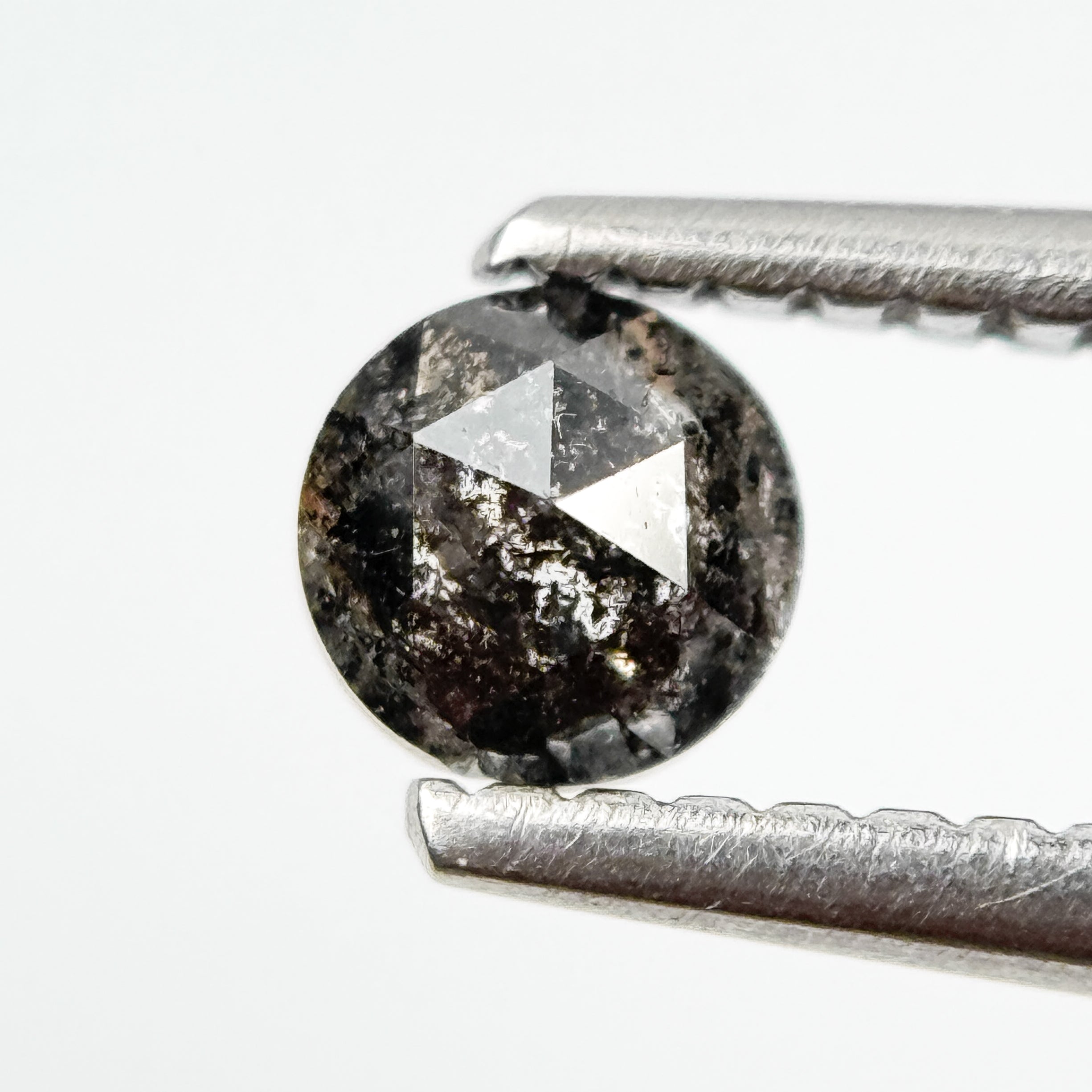 0.30 Ct Round Rose Cut Grey Natural Salt and Pepper Diamond