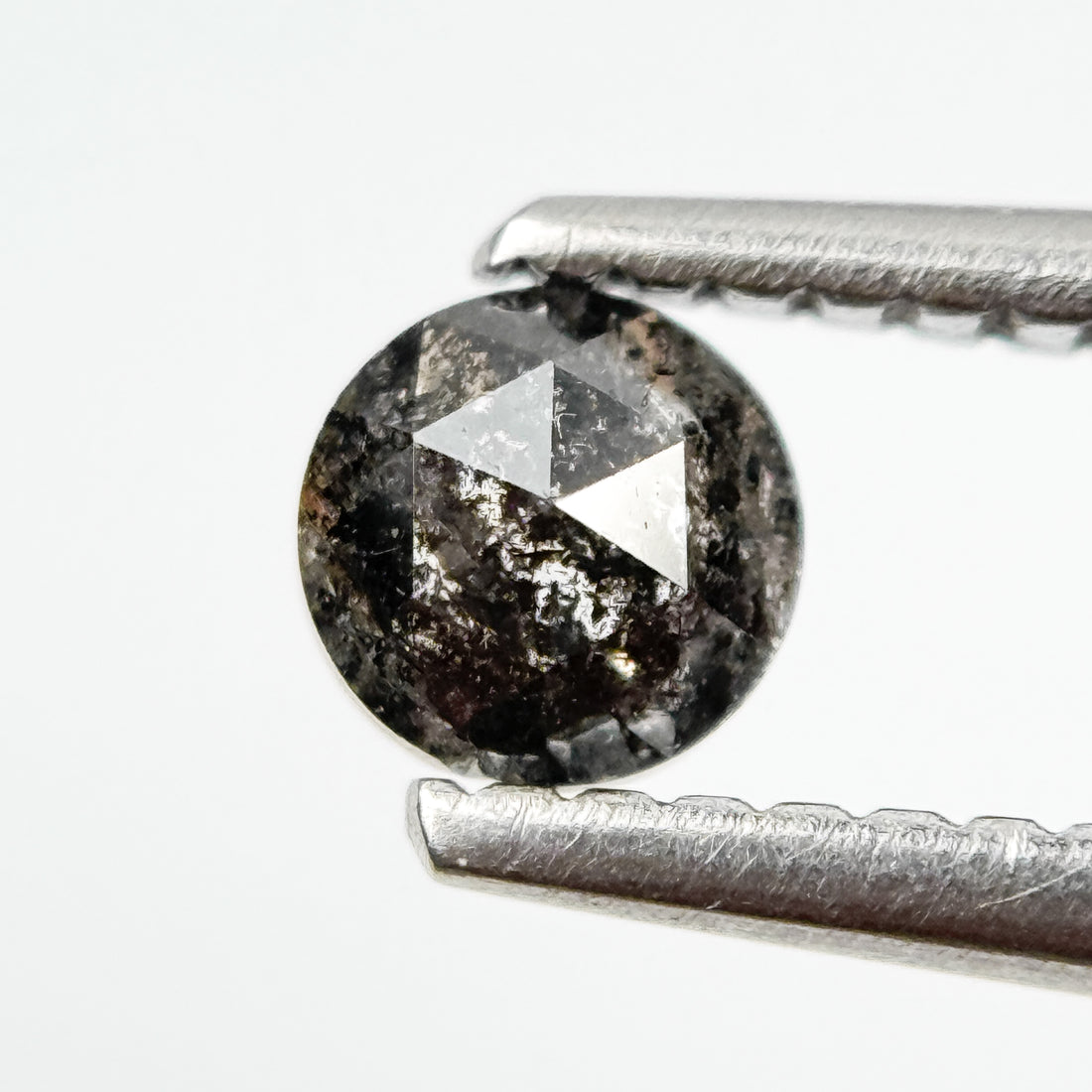 0.30 Ct Round Rose Cut Grey Natural Salt and Pepper Diamond