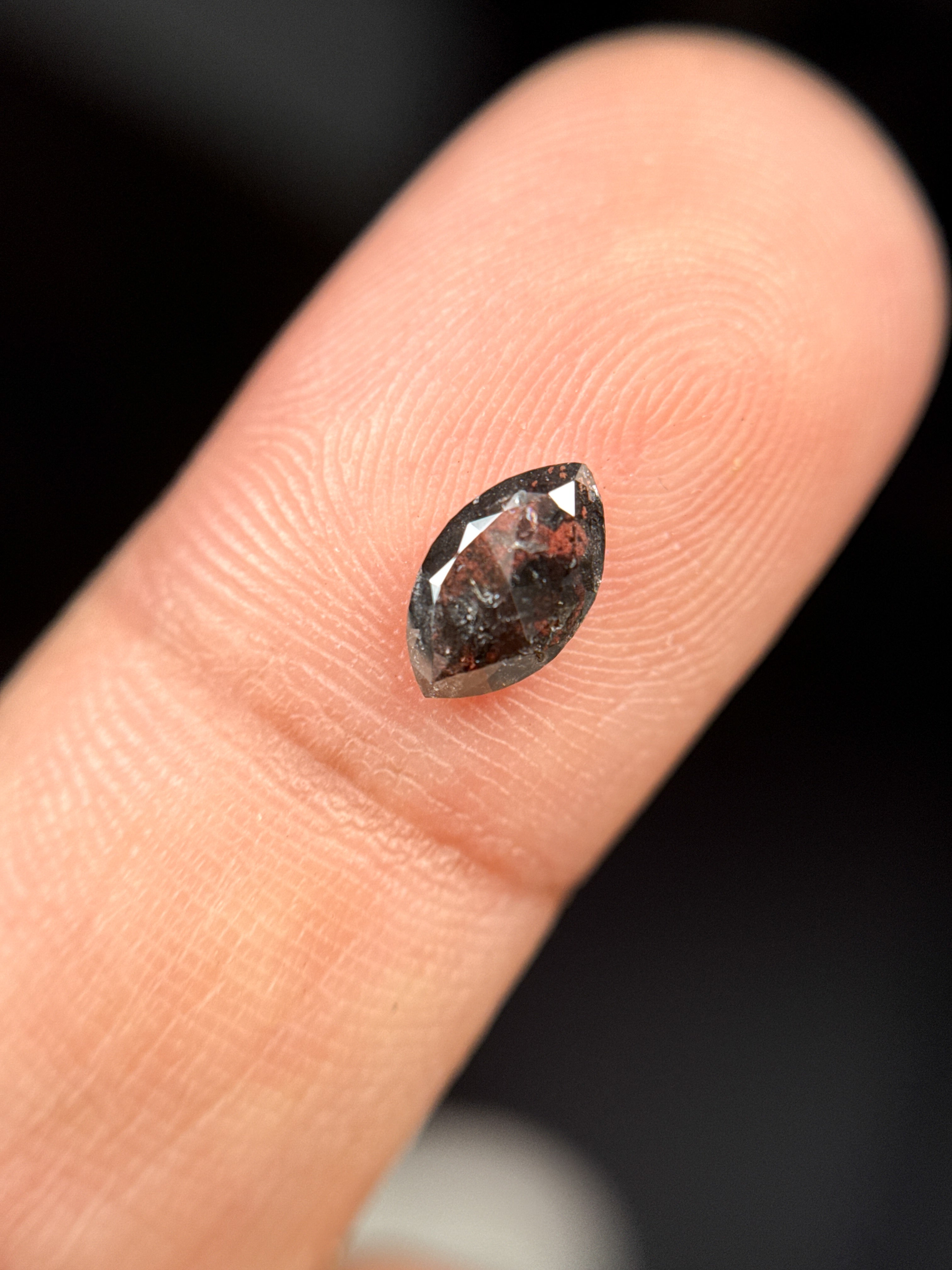 0.72 Ct Marquise Rose Cut Grey Natural Minimalist Diamond