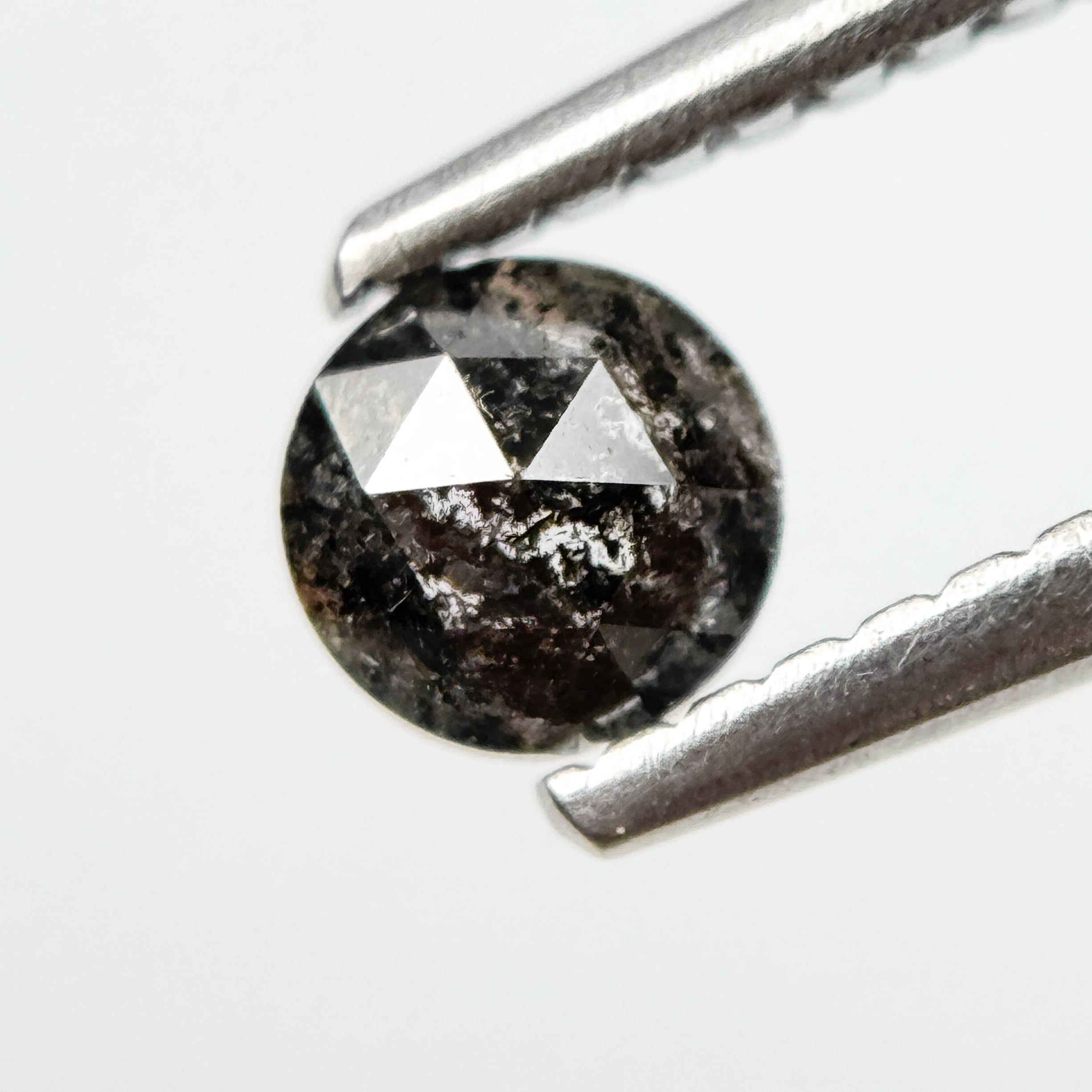 0.30 Ct Round Rose Cut Grey Natural Salt and Pepper Diamond