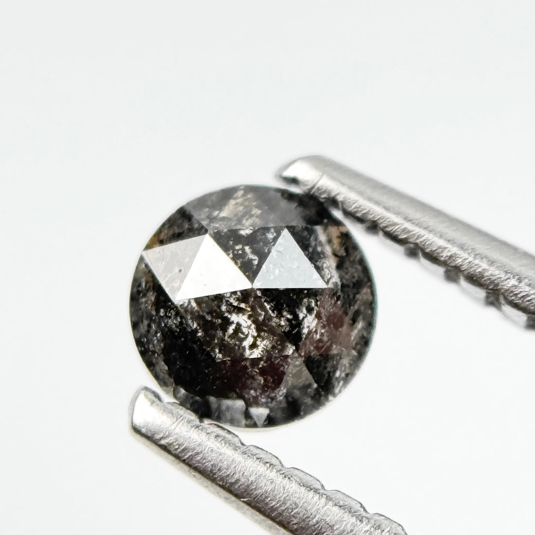 0.30 Ct Round Rose Cut Grey Natural Salt and Pepper Diamond