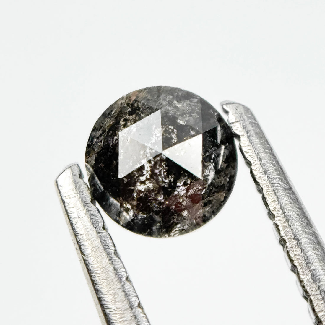 0.30 Ct Round Rose Cut Grey Natural Salt and Pepper Diamond